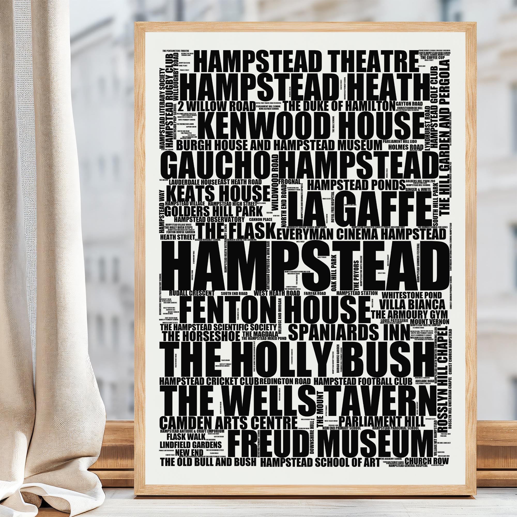 Hampstead - Premium Typographic Word Cloud Prints, Posters & Gifts