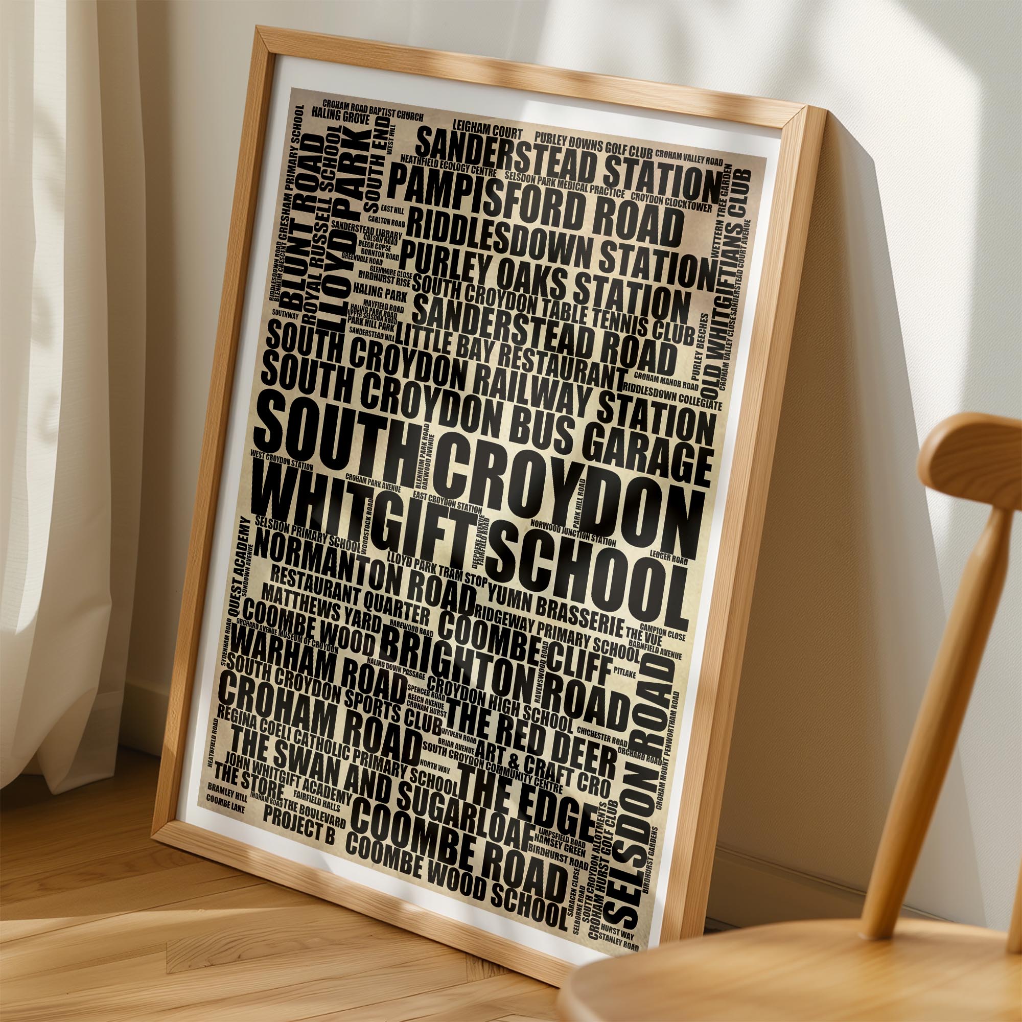 South Croydon - Premium Typographic Word Cloud Prints, Posters & Gifts