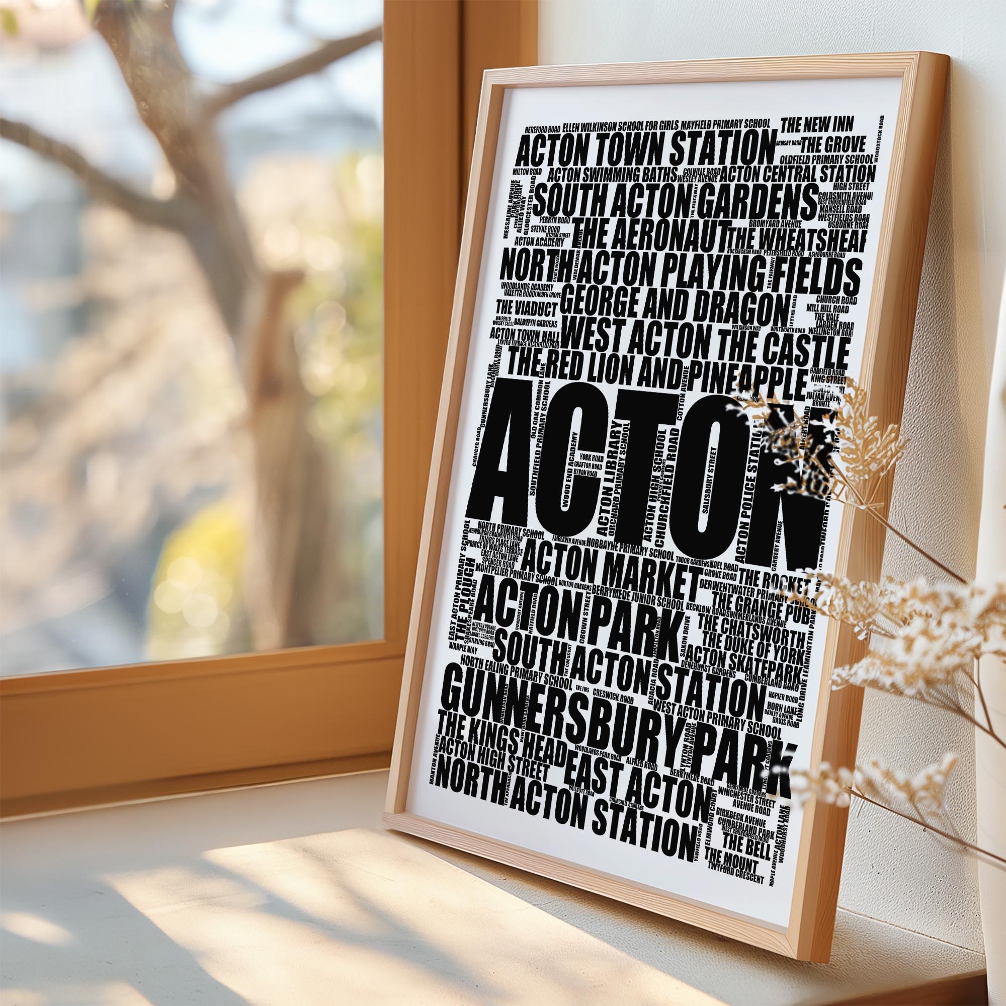 Acton - Premium Typographic Word Cloud Prints, Posters & Gifts