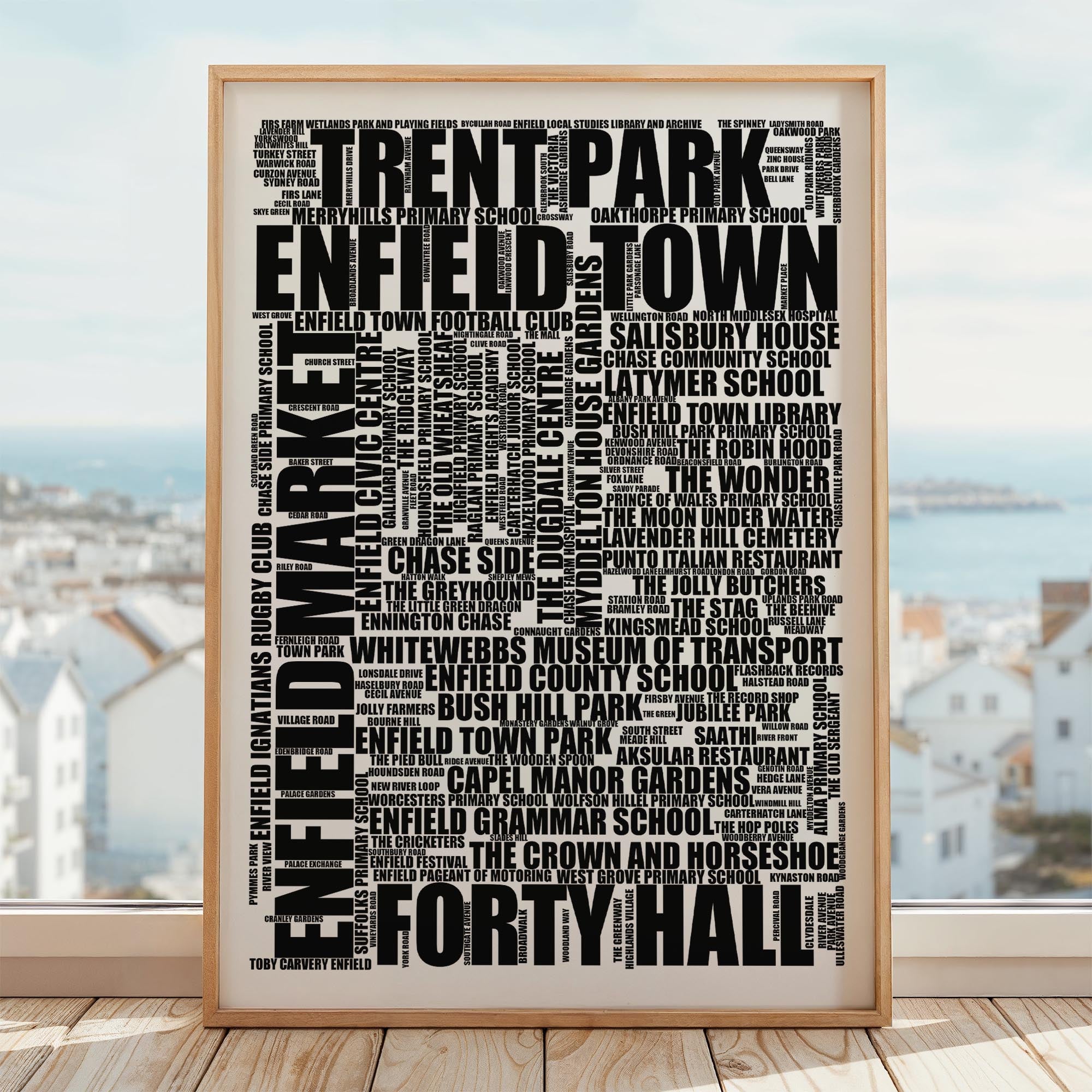 Enfield Town - Premium Typographic Word Cloud Prints, Posters & Gifts