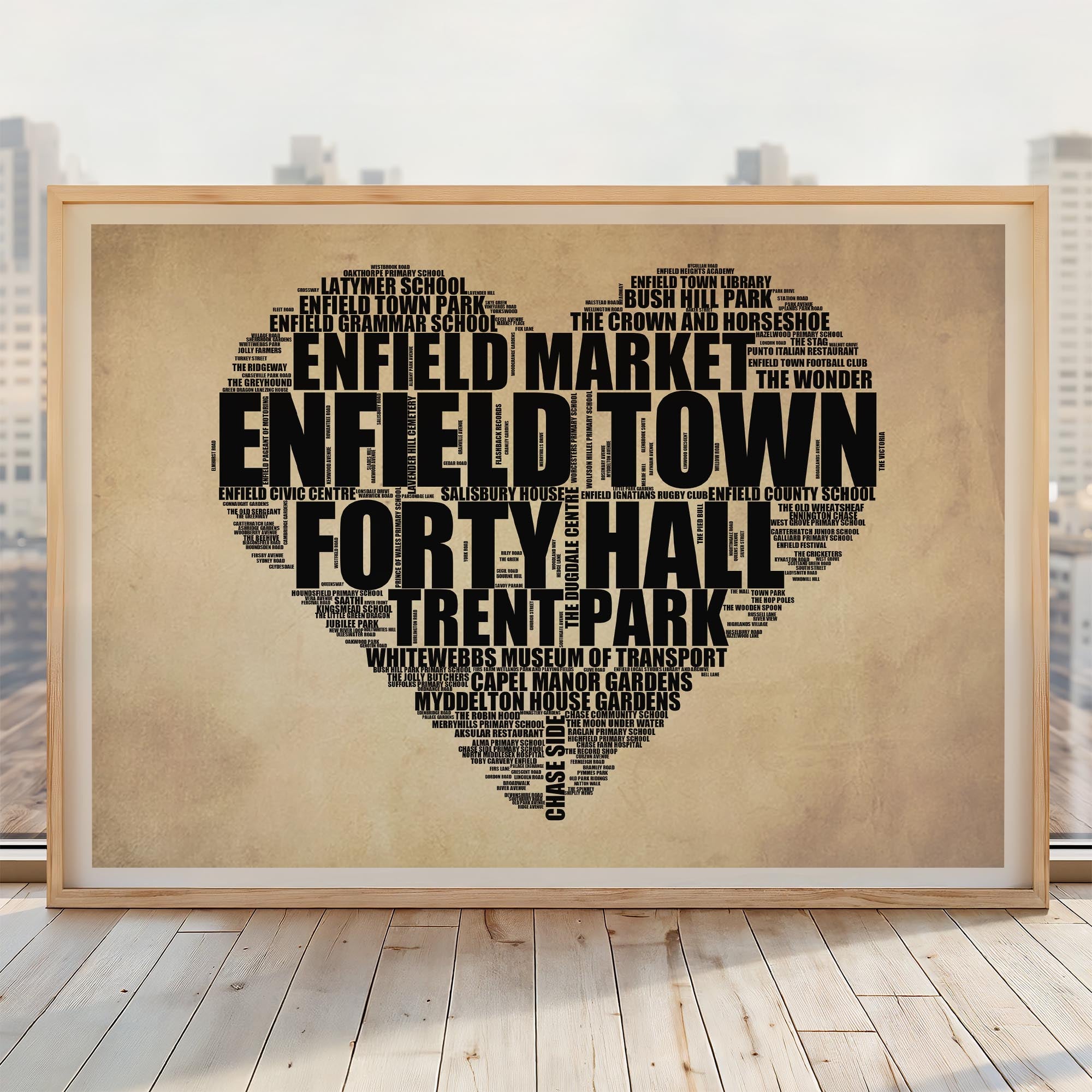 Enfield Town - Premium Typographic Word Cloud Prints, Posters & Gifts