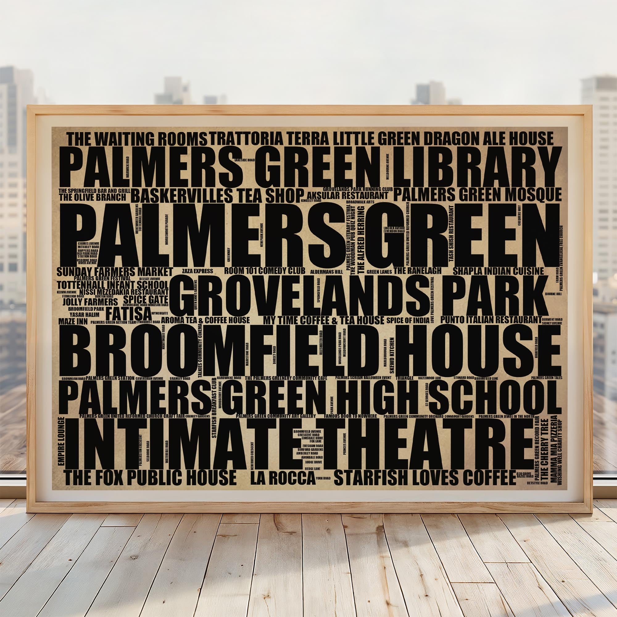 Palmers Green - Premium Typographic Word Cloud Prints, Posters & Gifts