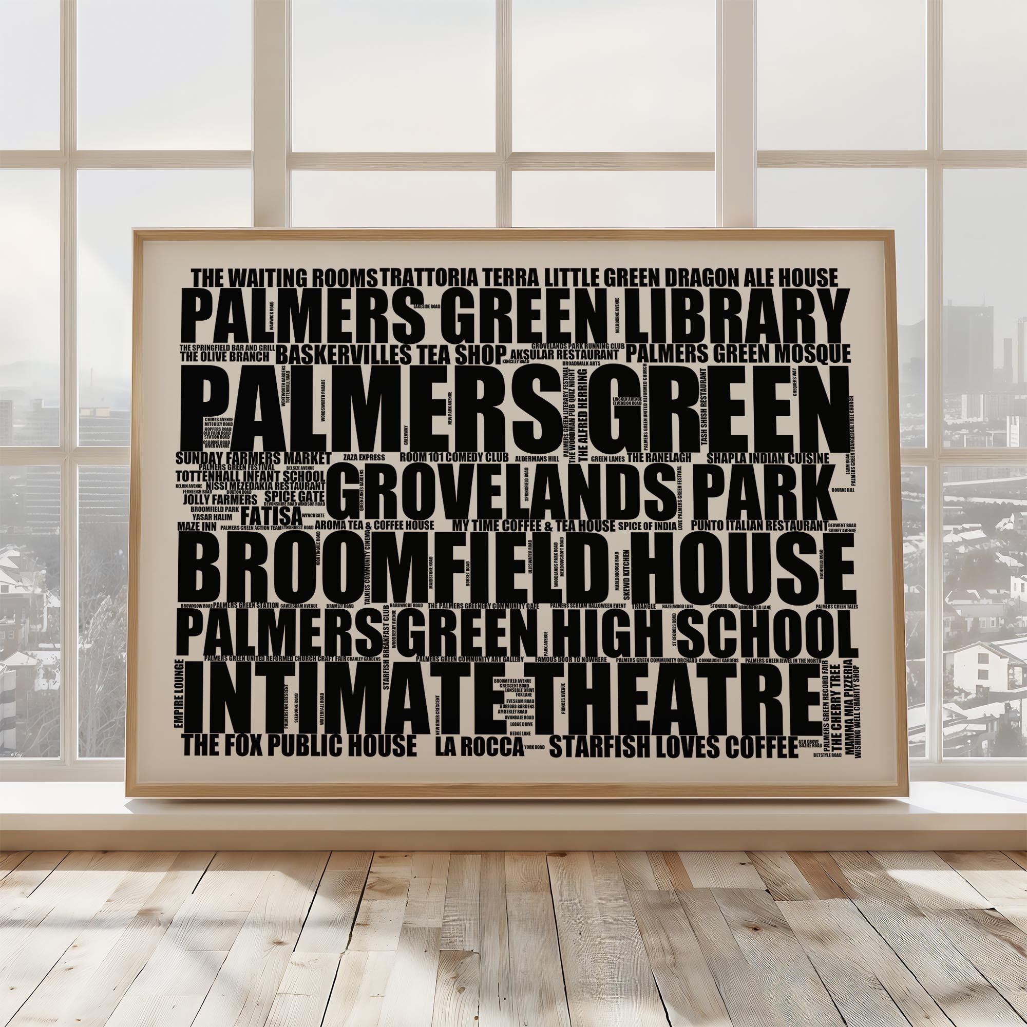 Palmers Green - Premium Typographic Word Cloud Prints, Posters & Gifts