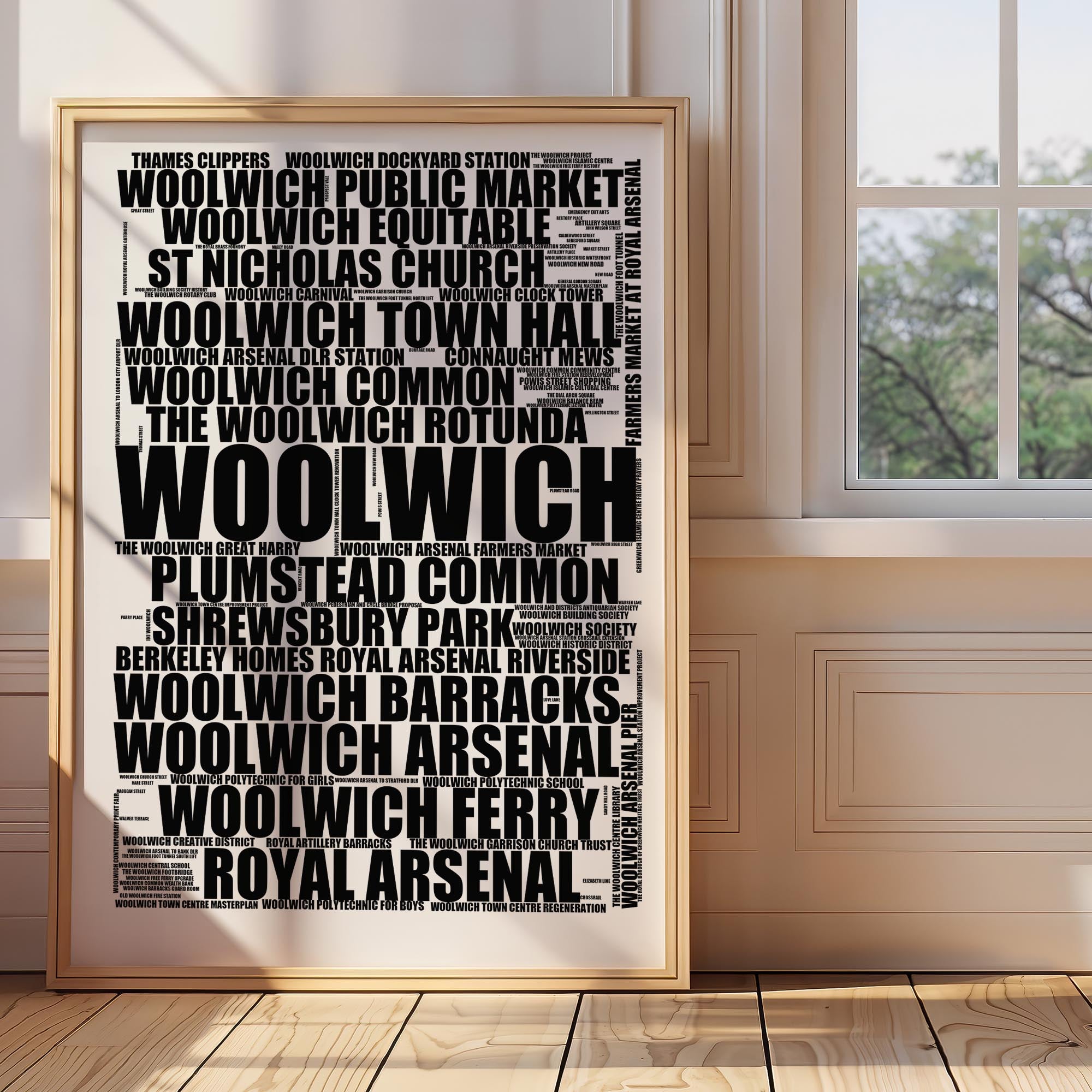 Woolwich - Premium Typographic Word Cloud Prints, Posters & Gifts