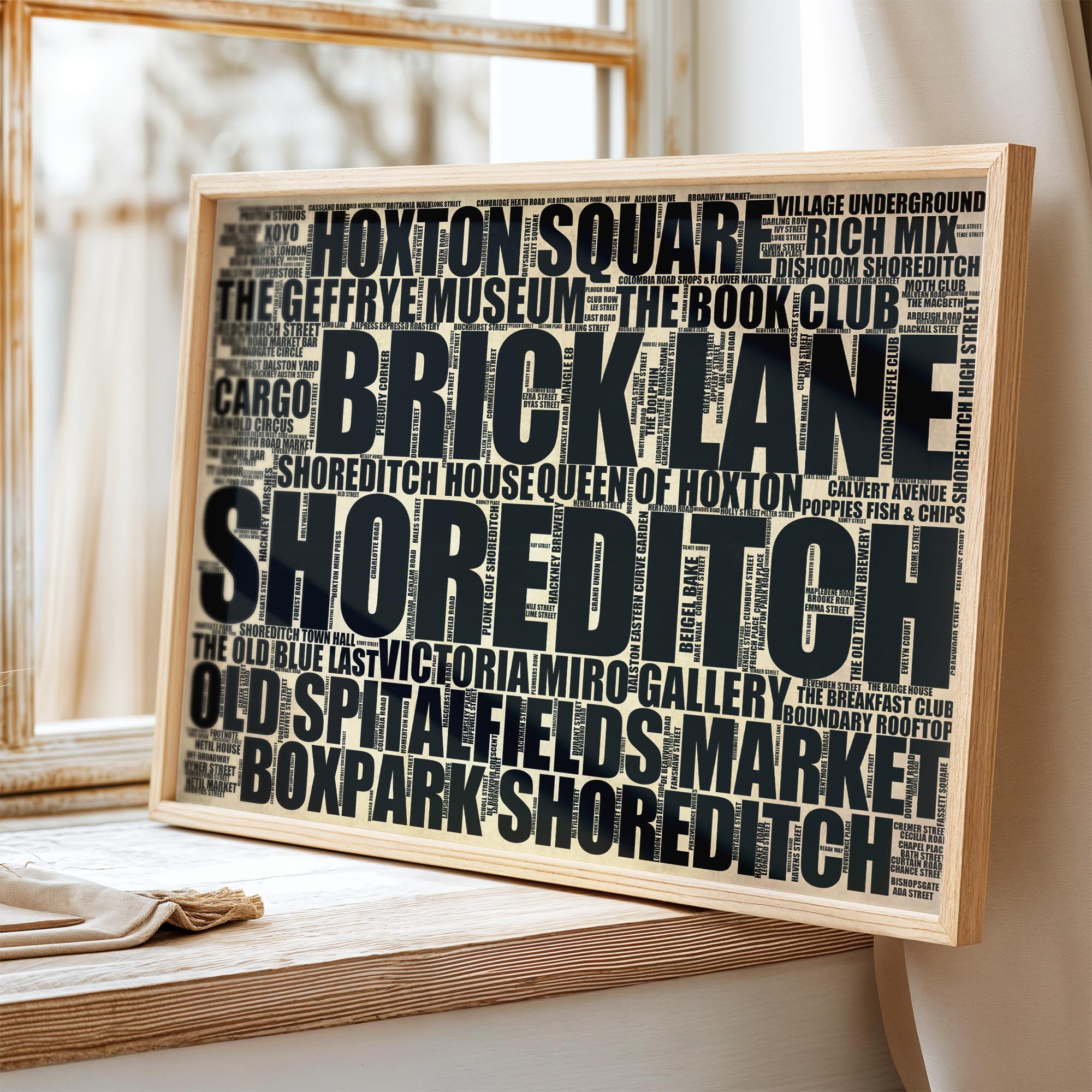 Shoreditch - Premium Typographic Word Cloud Prints, Posters & Gifts