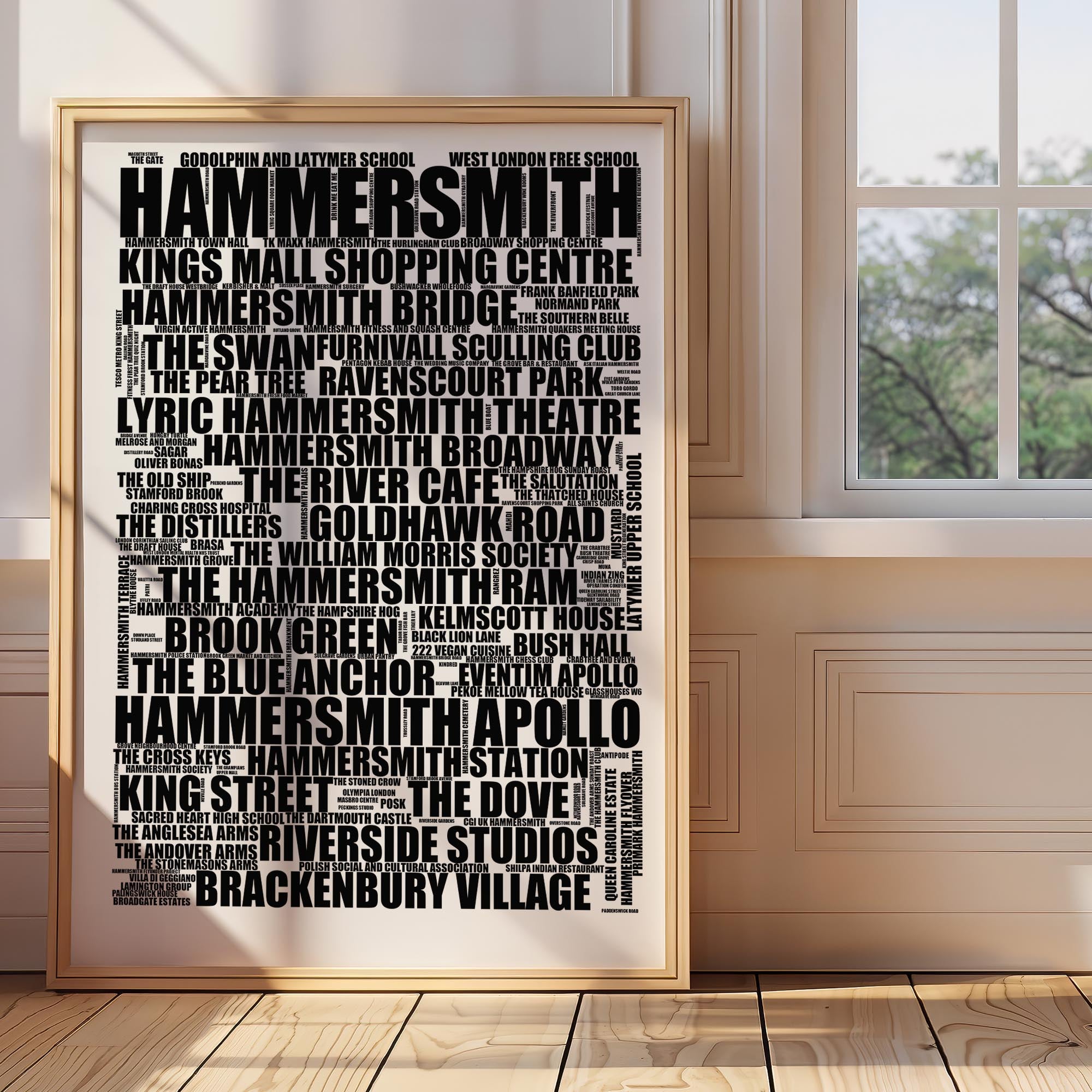 Hammersmith - Premium Typographic Word Cloud Prints, Posters & Gifts