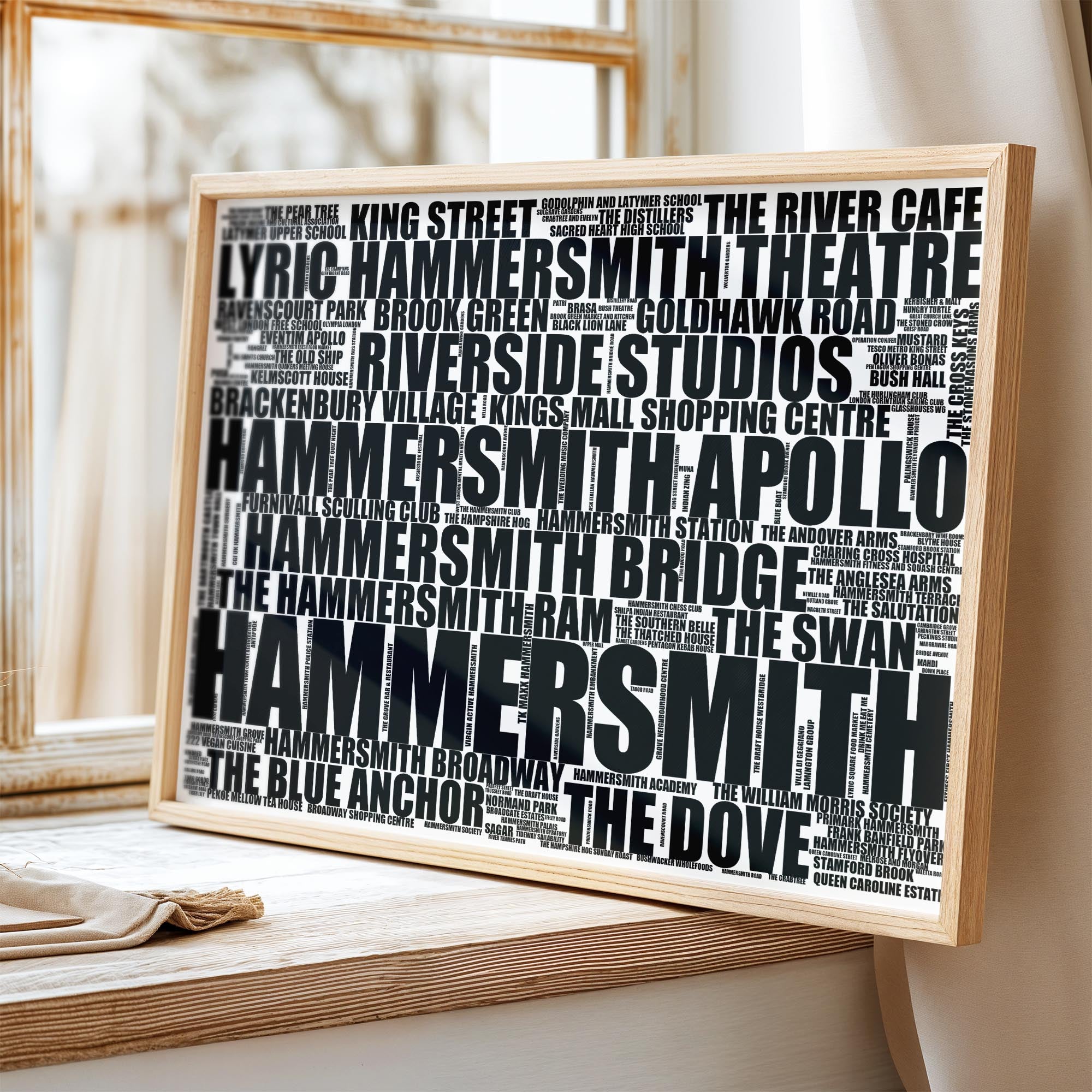 Hammersmith - Premium Typographic Word Cloud Prints, Posters & Gifts