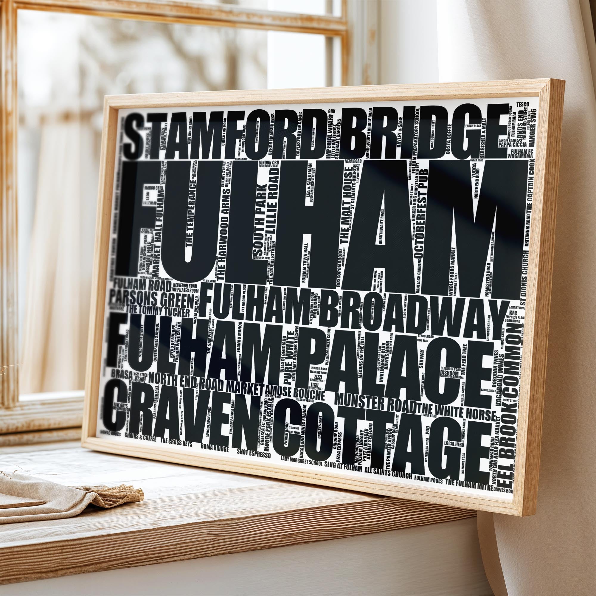 Fulham - Premium Typographic Word Cloud Prints, Posters & Gifts