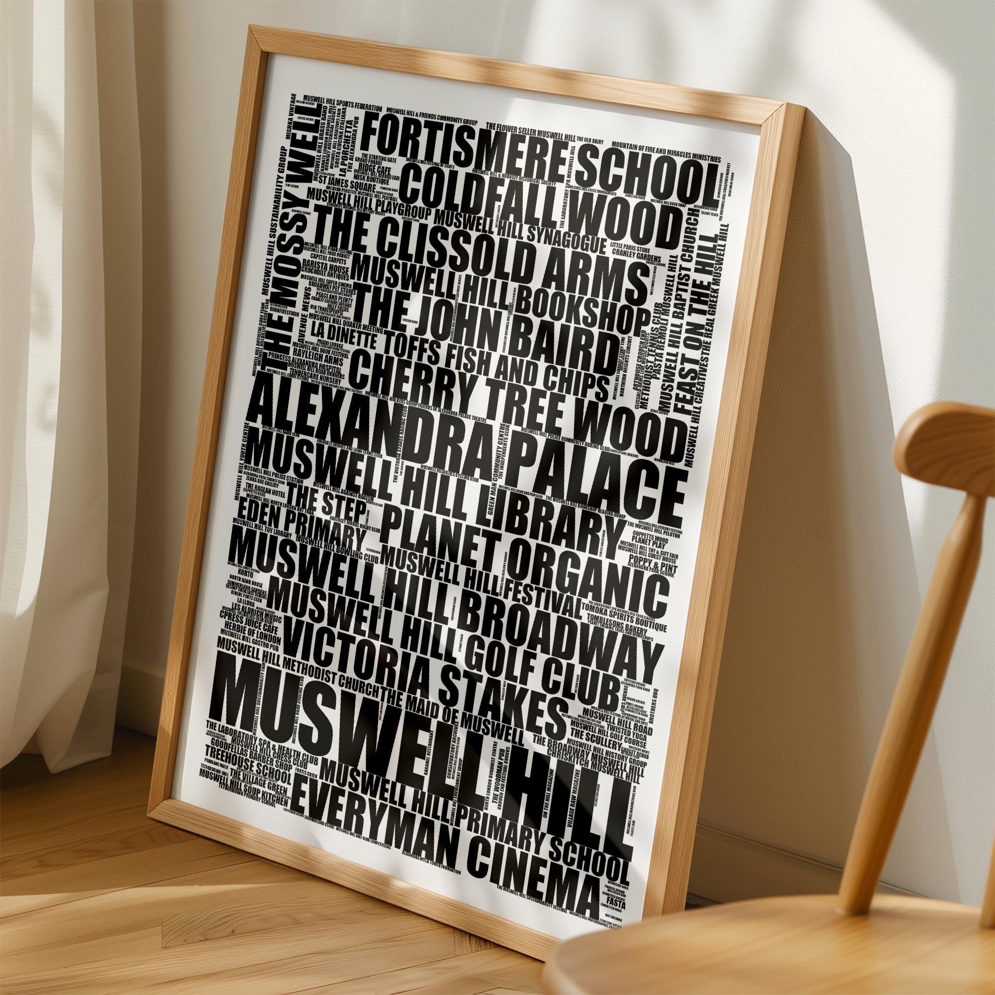 Muswell Hill - Premium Typographic Word Cloud Prints, Posters & Gifts