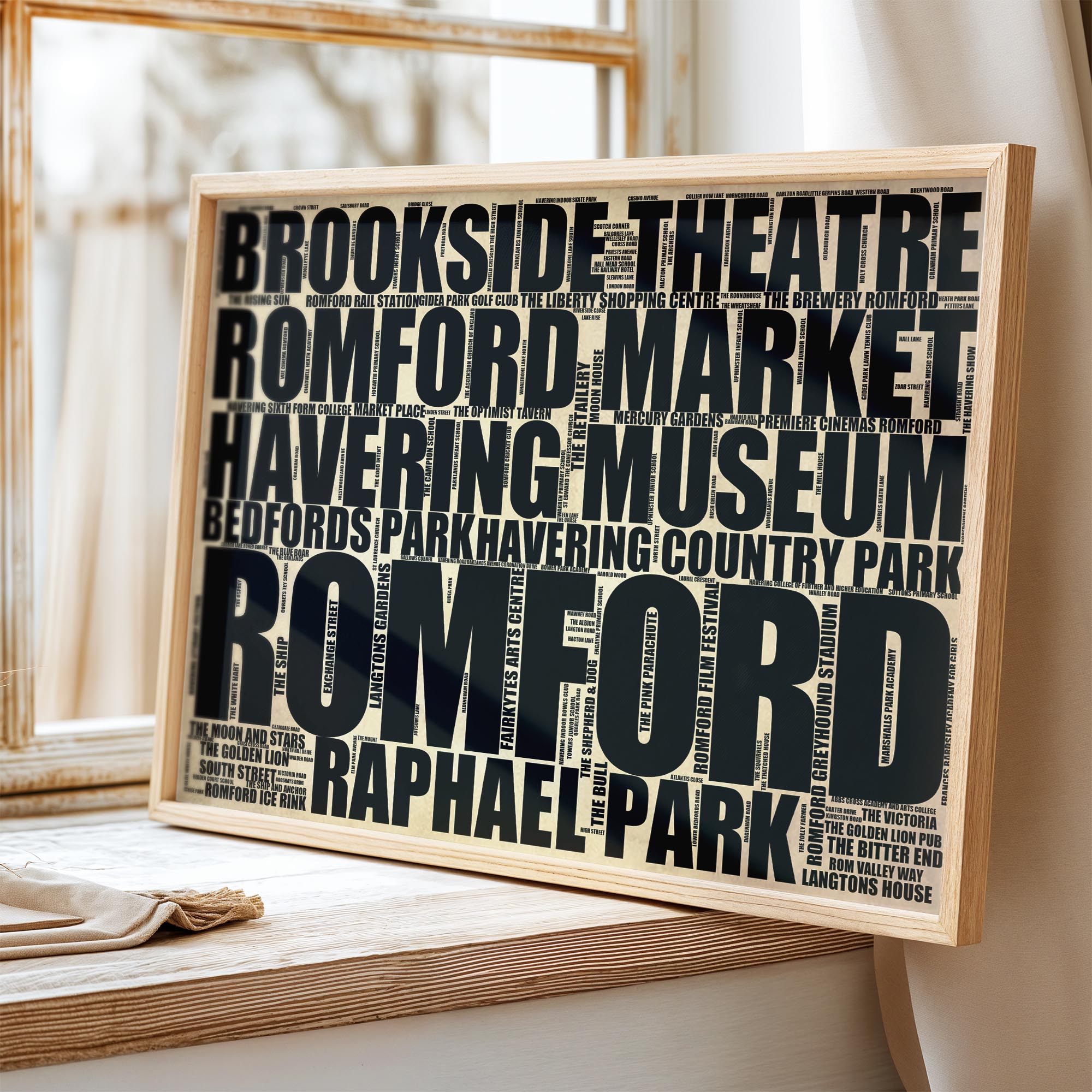 Romford - Premium Typographic Word Cloud Prints, Posters & Gifts