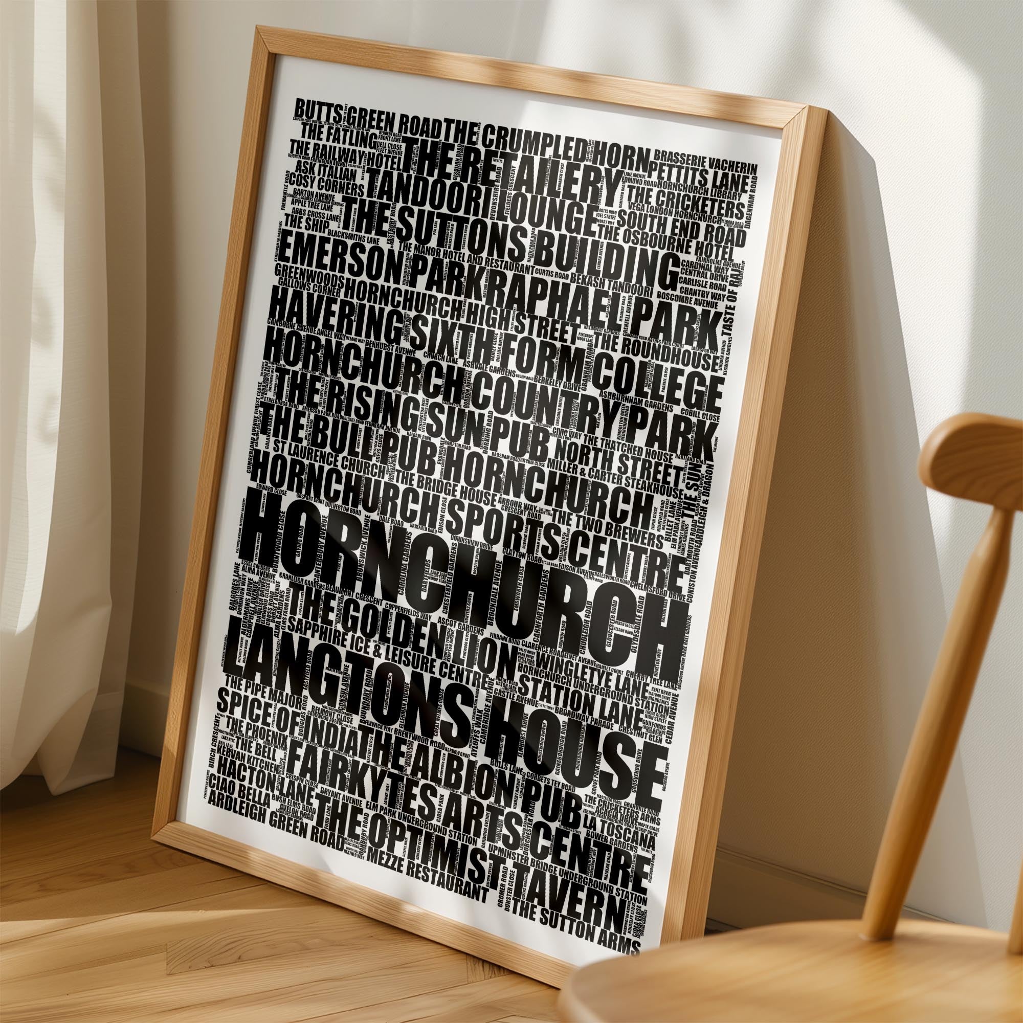 Hornchurch - Premium Typographic Word Cloud Prints, Posters & Gifts