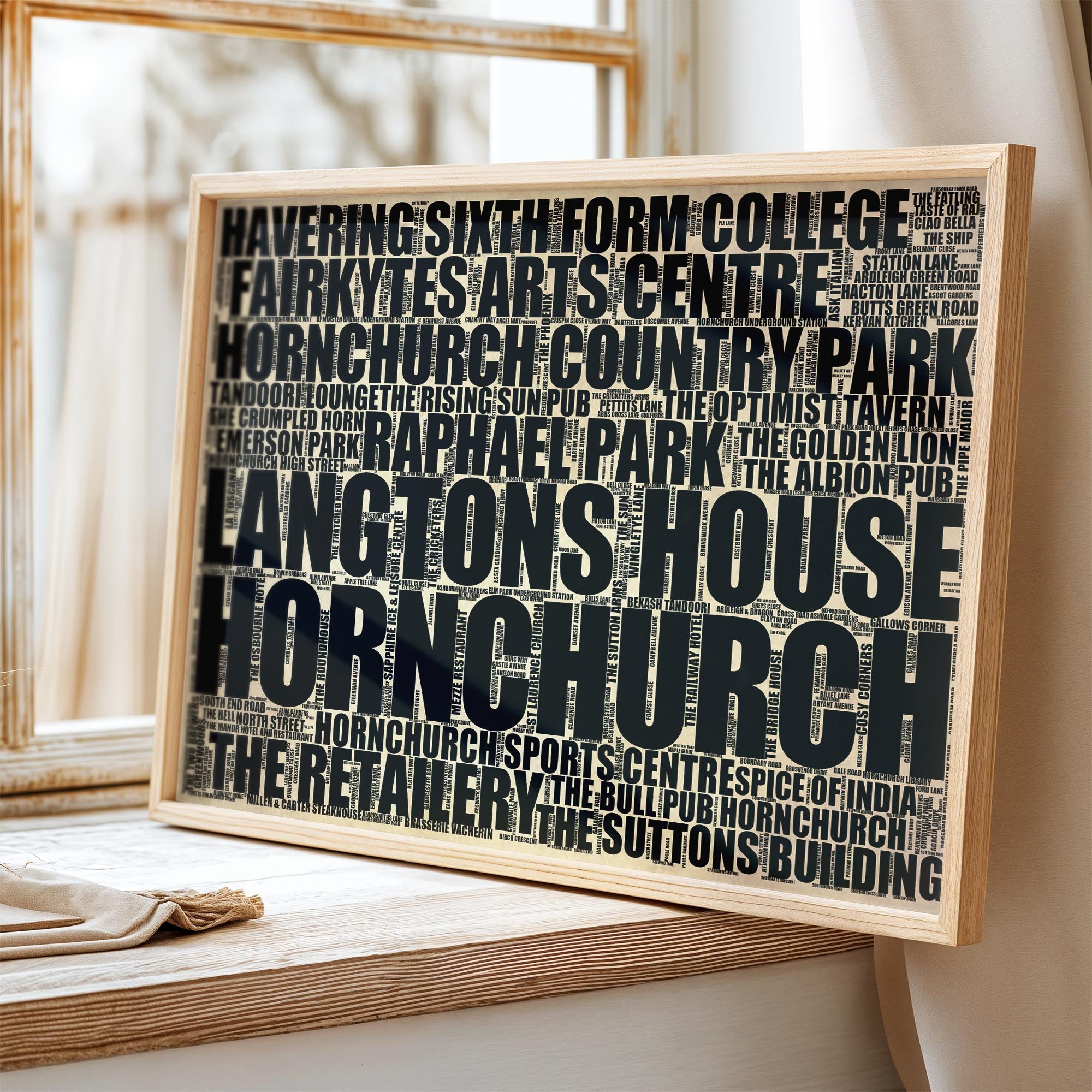 Hornchurch - Premium Typographic Word Cloud Prints, Posters & Gifts