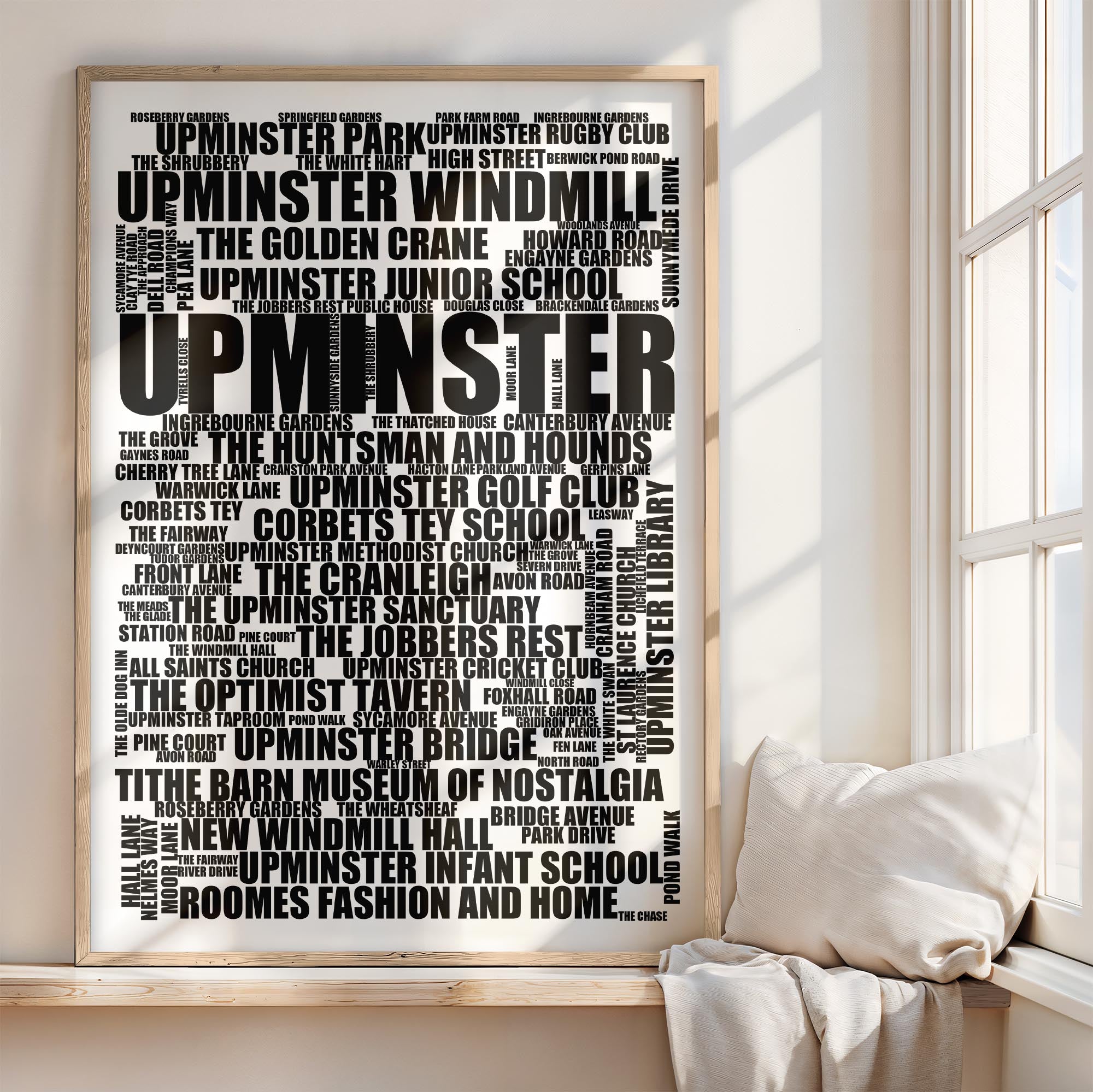 Upminster - Premium Typographic Word Cloud Prints, Posters & Gifts