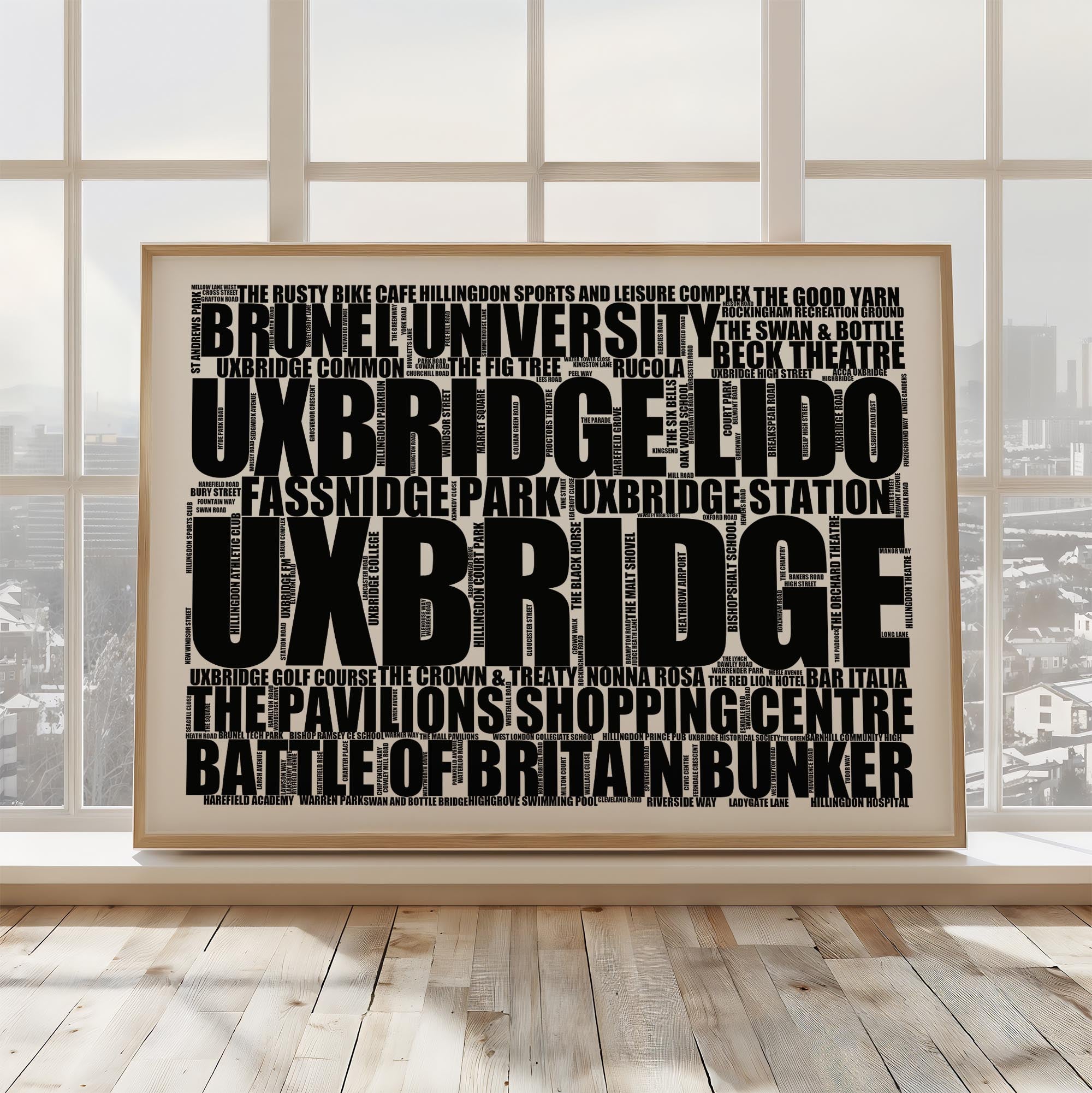 Uxbridge - Premium Typographic Word Cloud Prints, Posters & Gifts