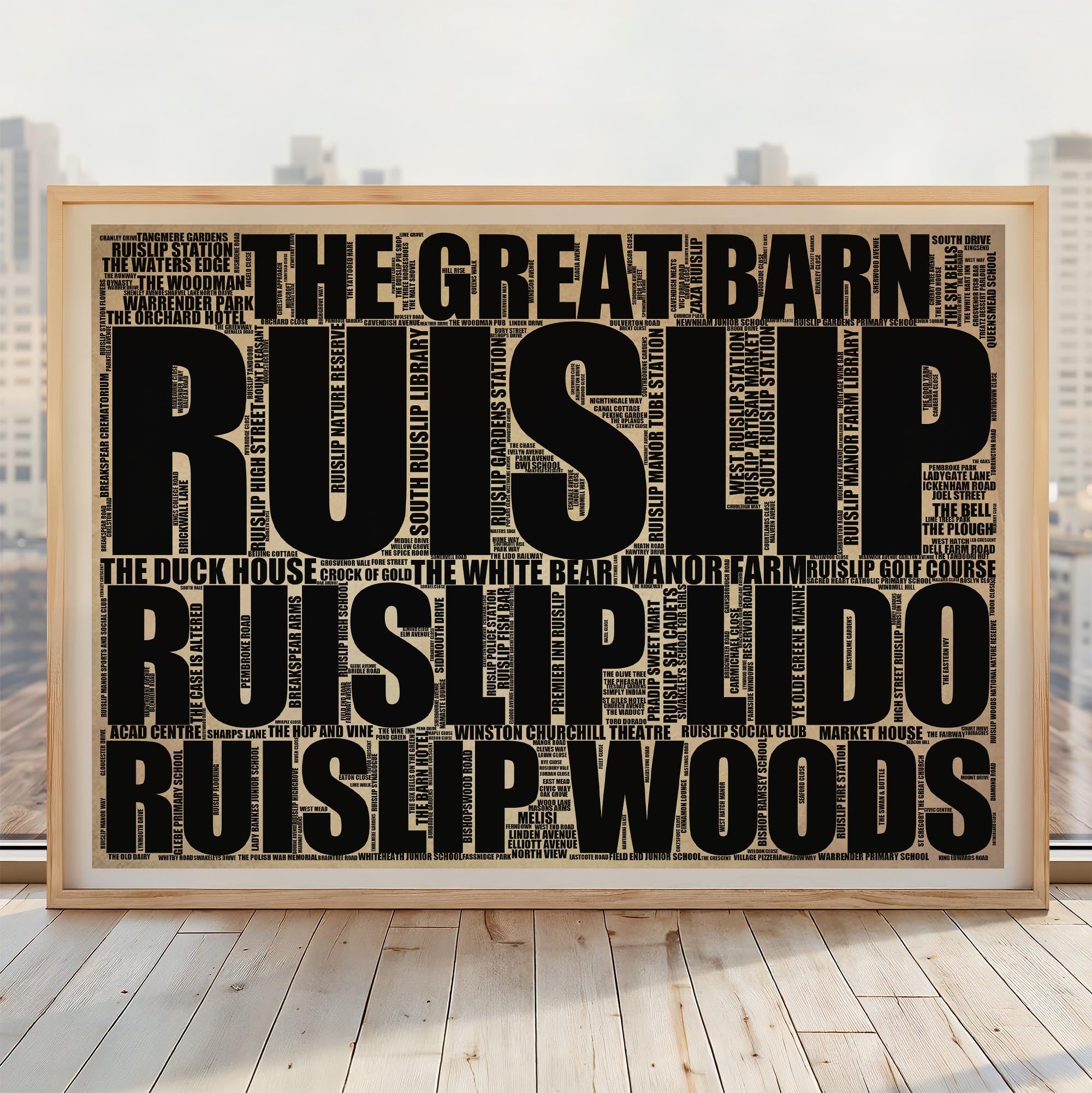 Ruislip - Premium Typographic Word Cloud Prints, Posters & Gifts