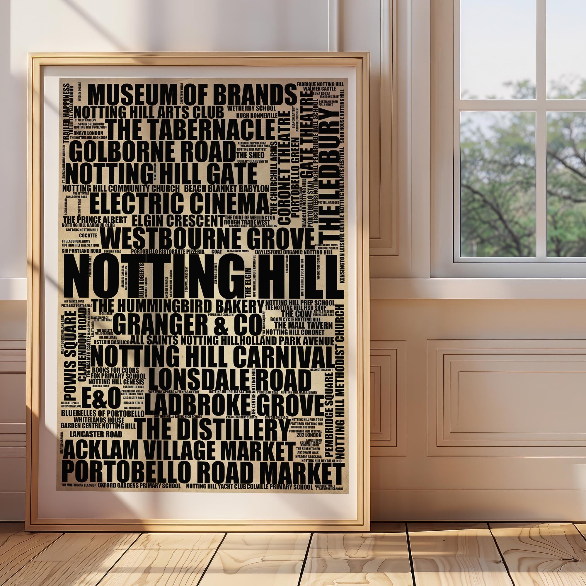 Notting Hill - Premium Typographic Word Cloud Prints, Posters & Gifts