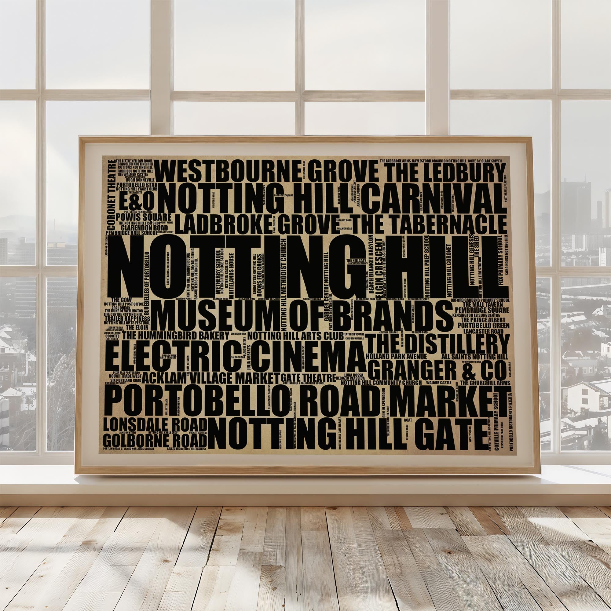 Notting Hill - Premium Typographic Word Cloud Prints, Posters & Gifts