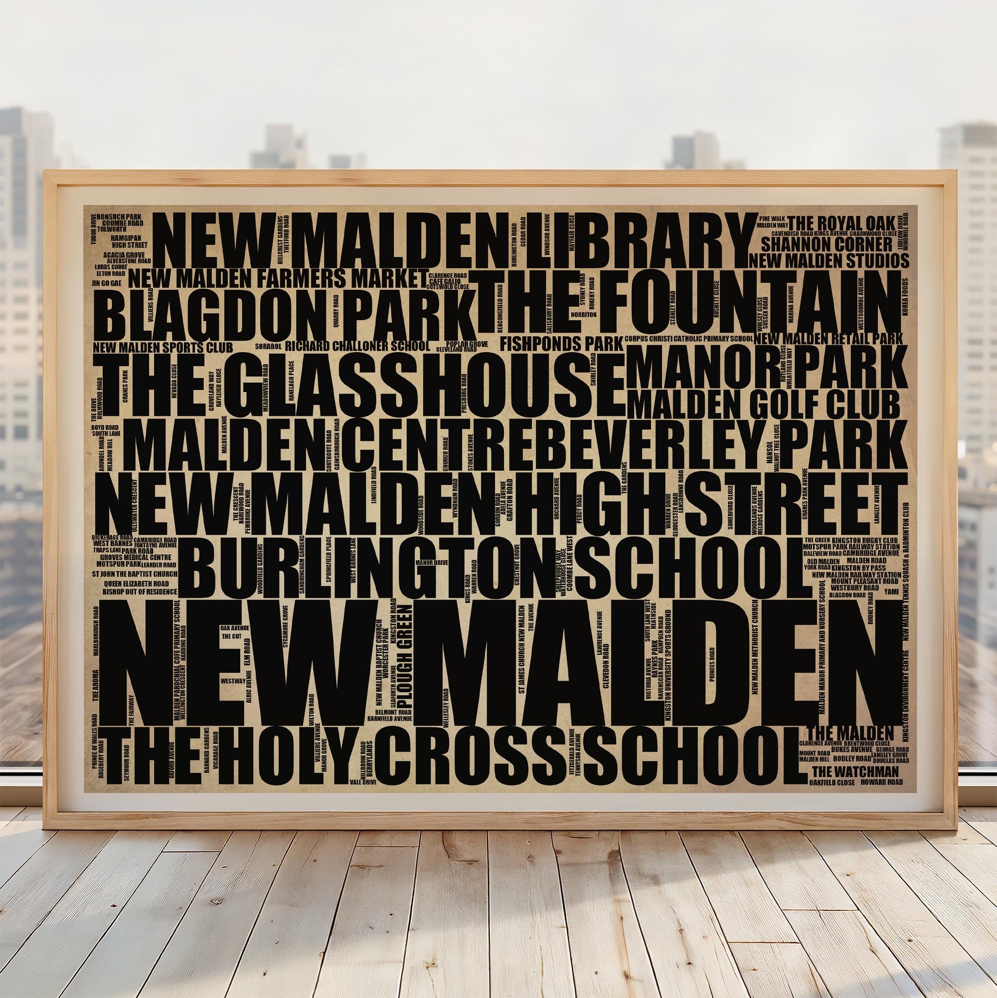 New Malden - Premium Typographic Word Cloud Prints, Posters & Gifts