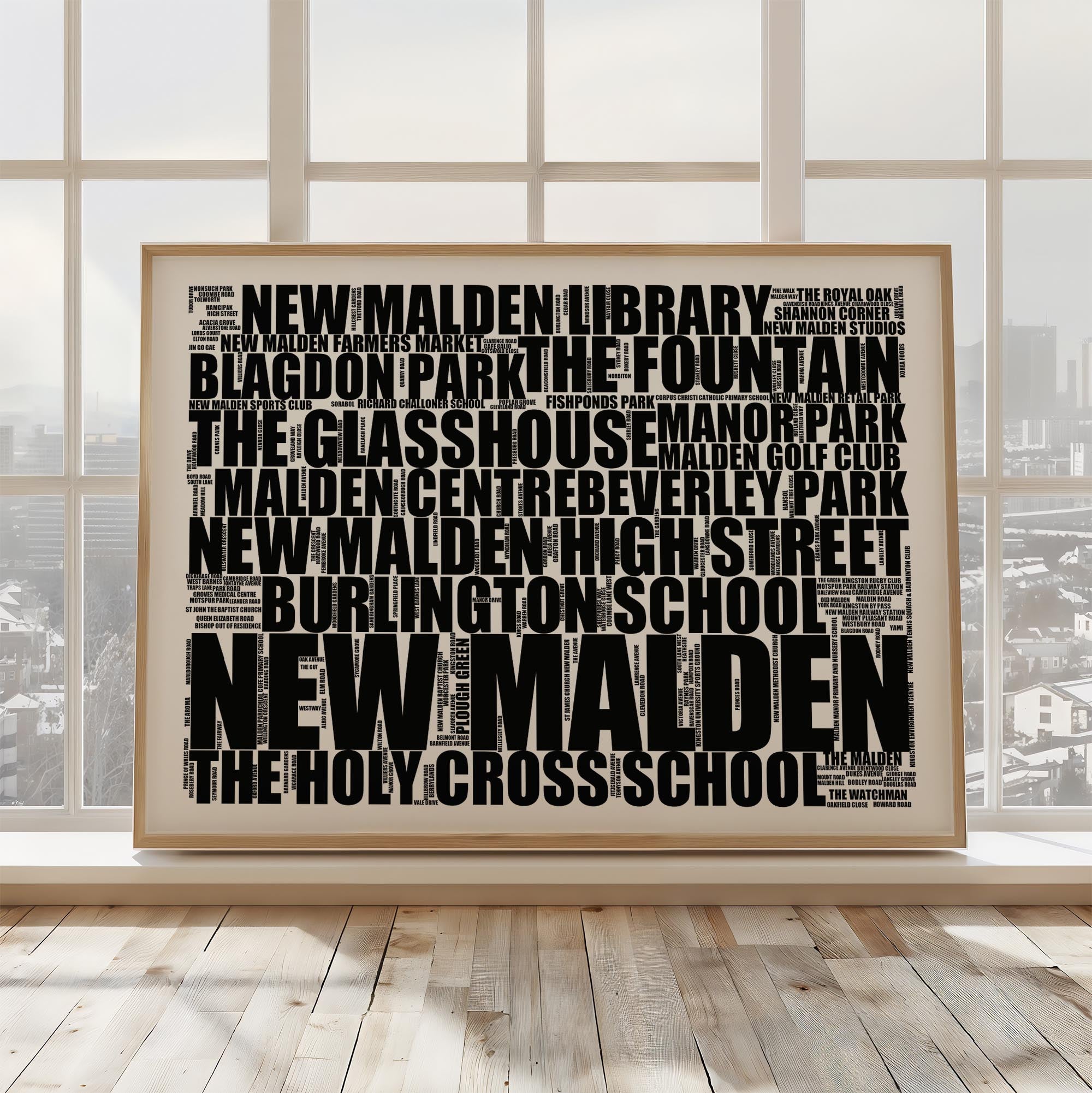 New Malden - Premium Typographic Word Cloud Prints, Posters & Gifts