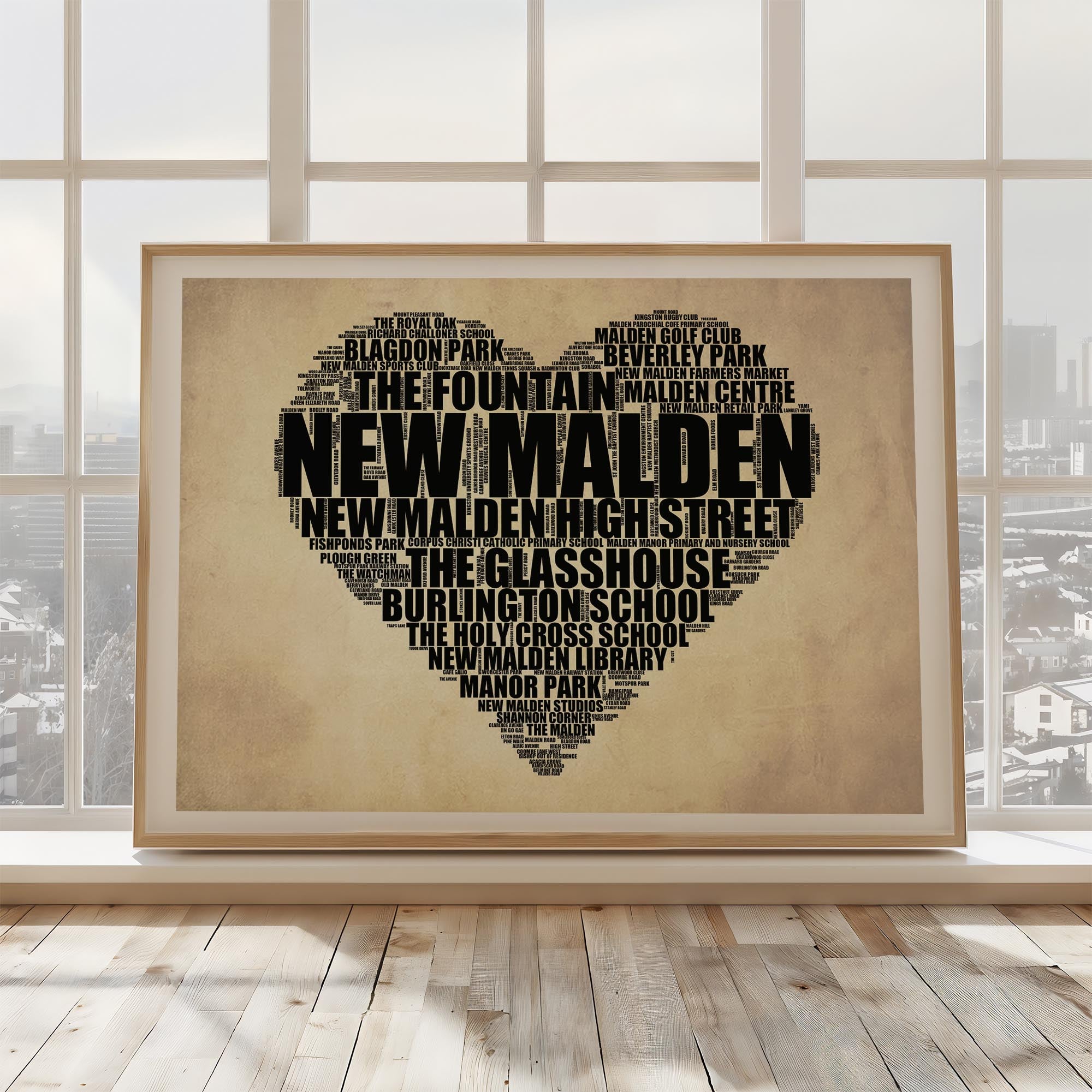 New Malden - Premium Typographic Word Cloud Prints, Posters & Gifts