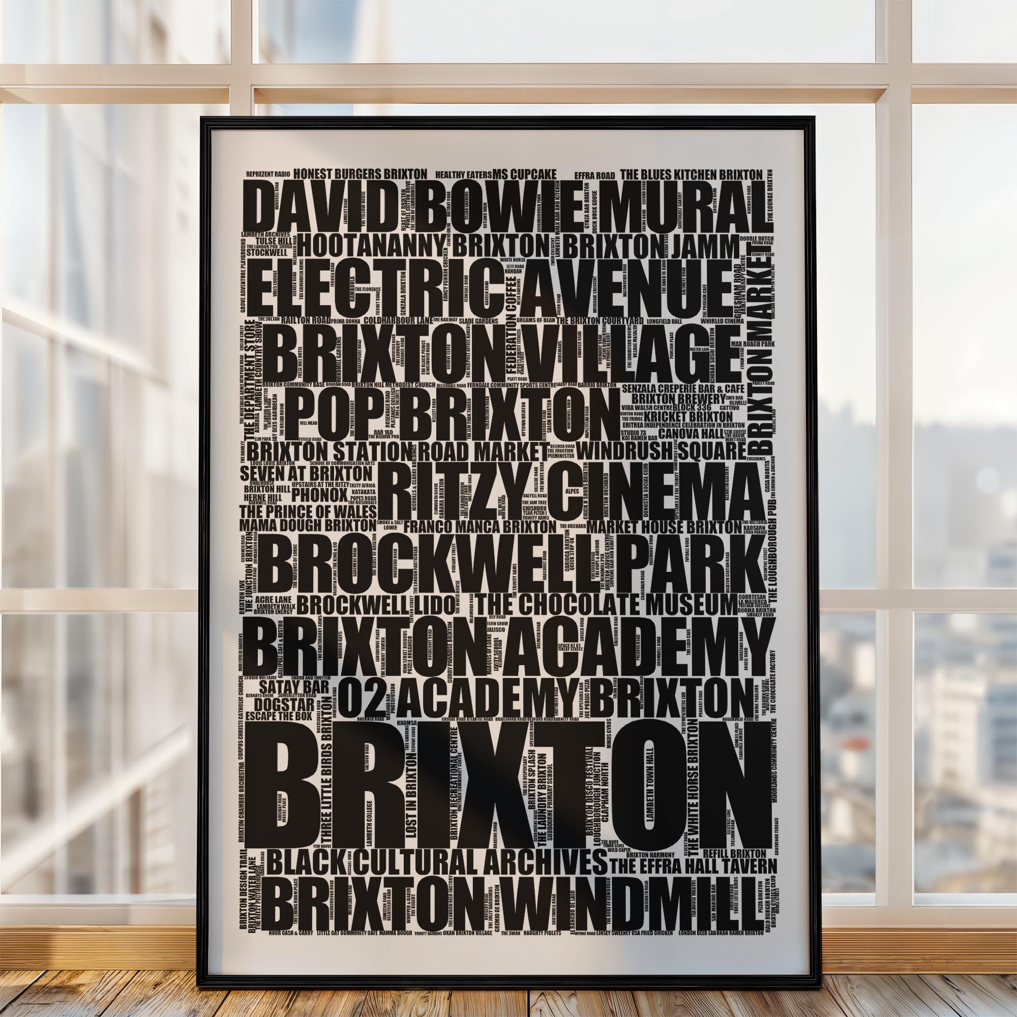 Brixton - Premium Typographic Word Cloud Prints, Posters & Gifts