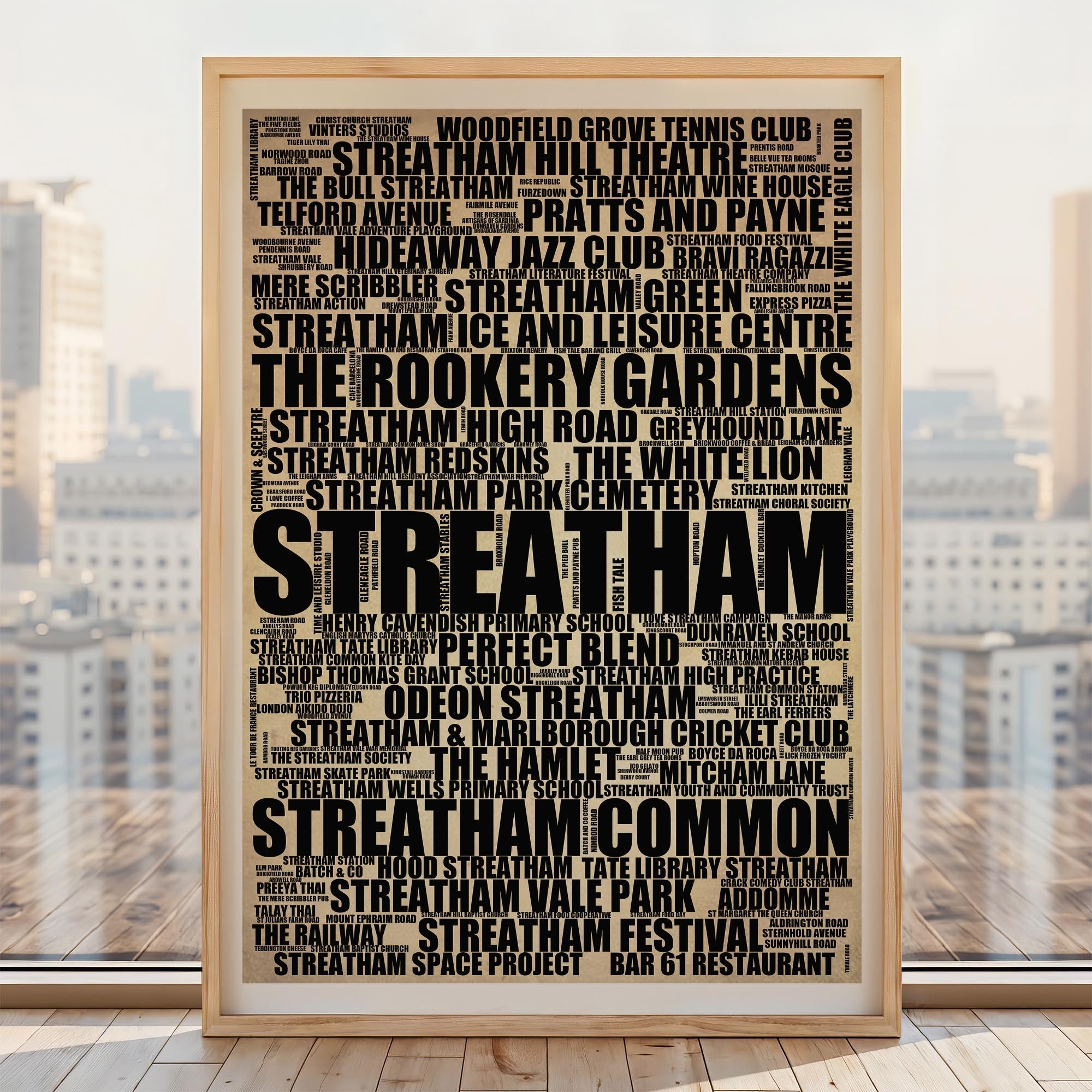 Streatham - Premium Typographic Word Cloud Prints, Posters & Gifts