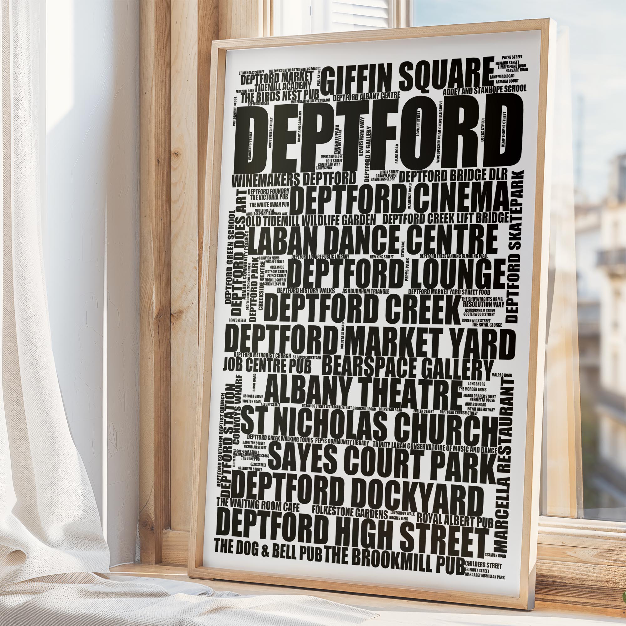 Deptford - Premium Typographic Word Cloud Prints, Posters & Gifts