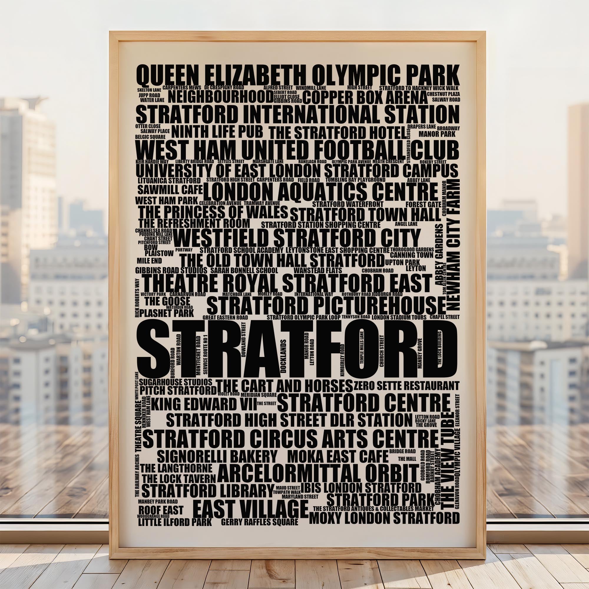 Stratford - Premium Typographic Word Cloud Prints, Posters & Gifts