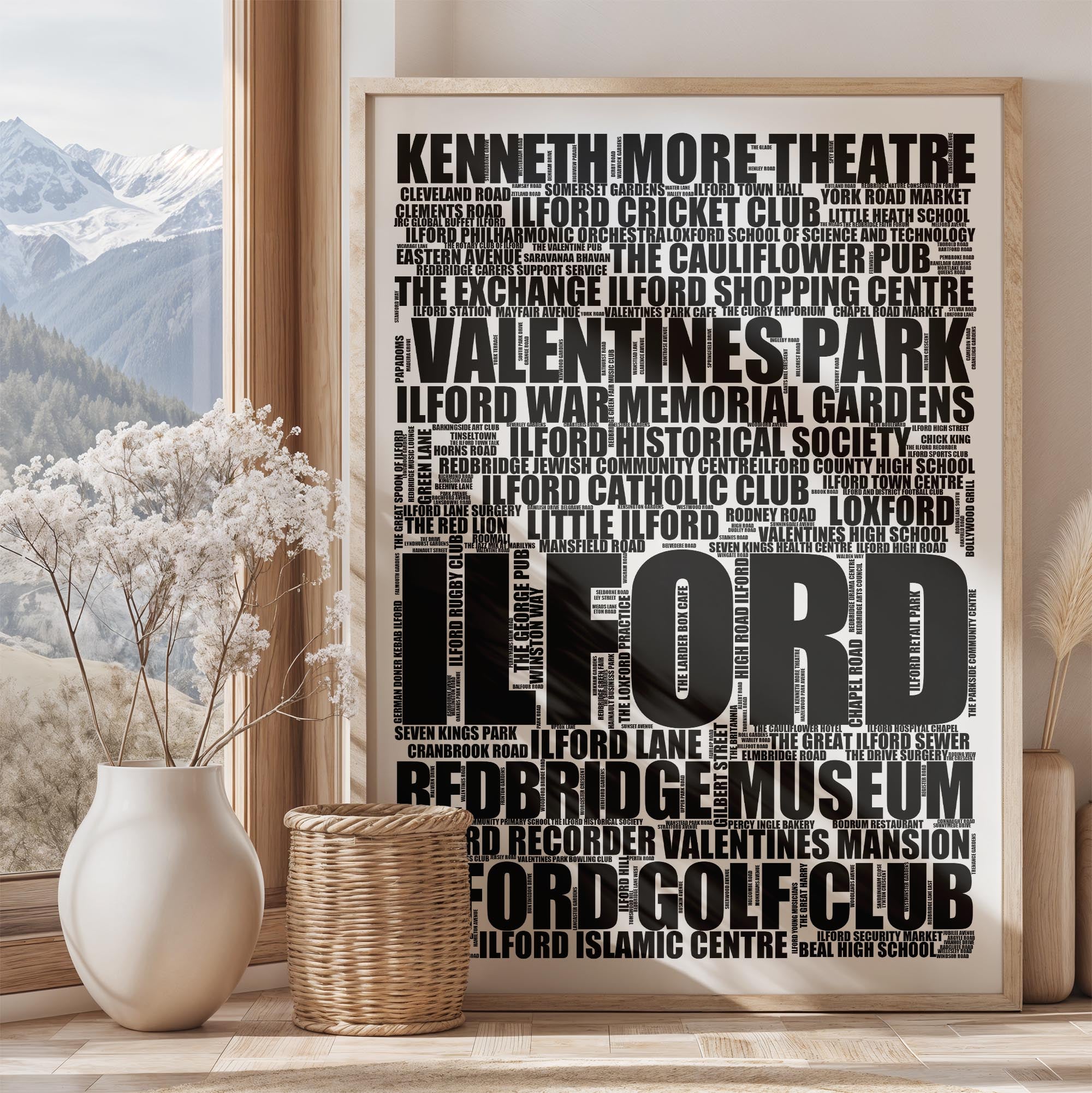 Ilford - Premium Typographic Word Cloud Prints, Posters & Gifts