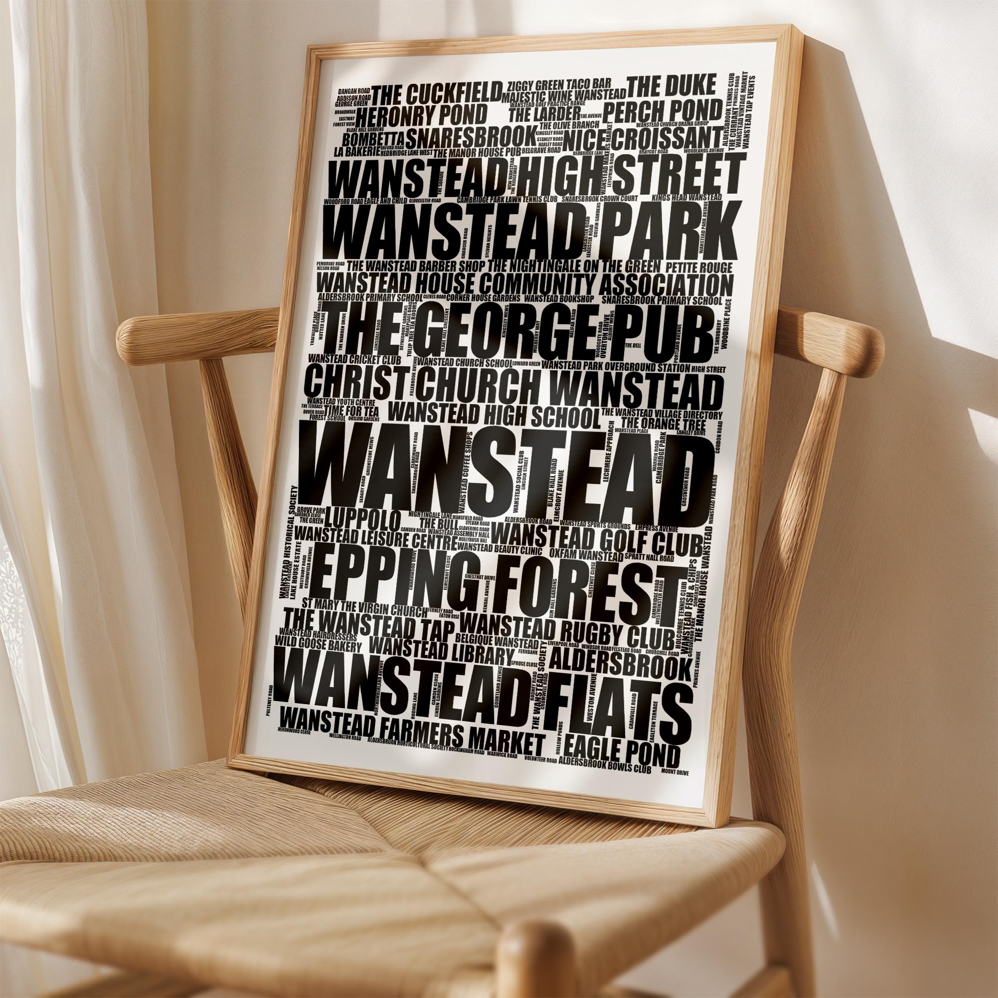 Wanstead - Premium Typographic Word Cloud Prints, Posters & Gifts