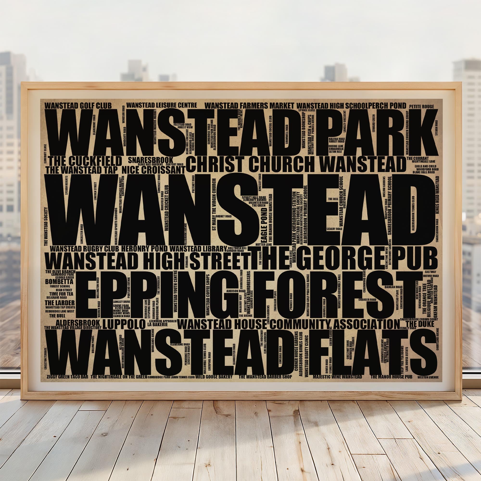 Wanstead - Premium Typographic Word Cloud Prints, Posters & Gifts