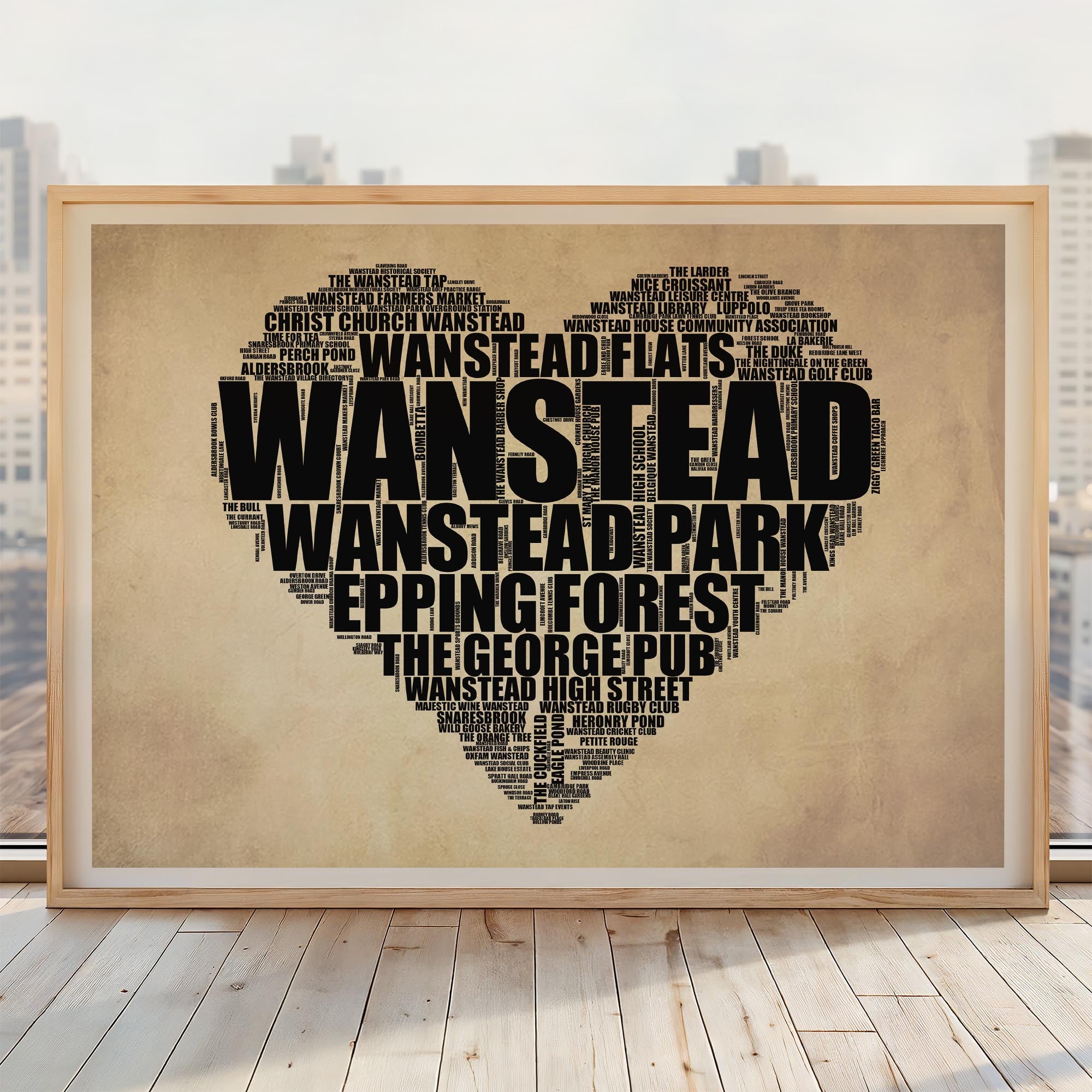 Wanstead - Premium Typographic Word Cloud Prints, Posters & Gifts