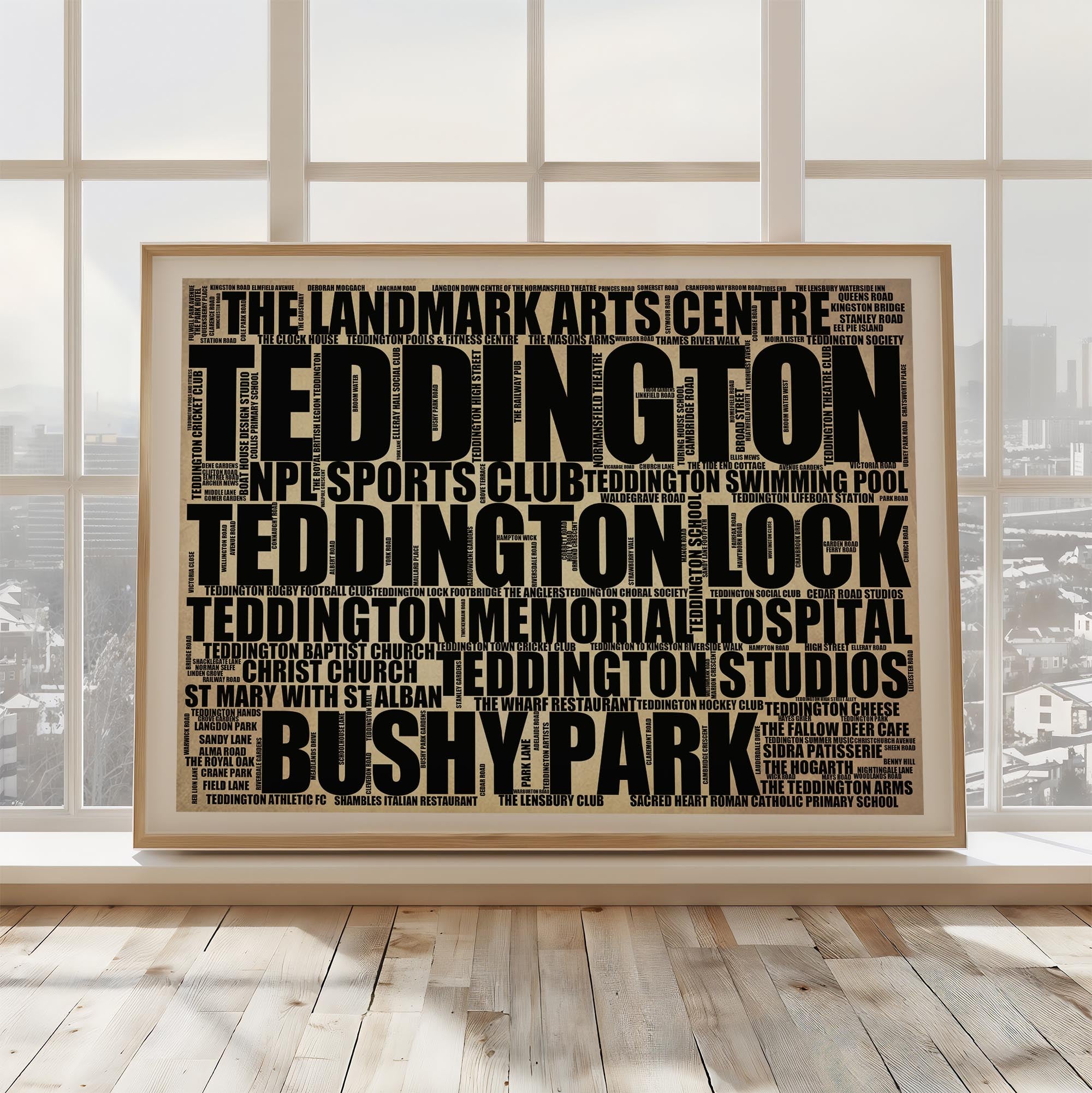 Teddington - Premium Typographic Word Cloud Prints, Posters & Gifts