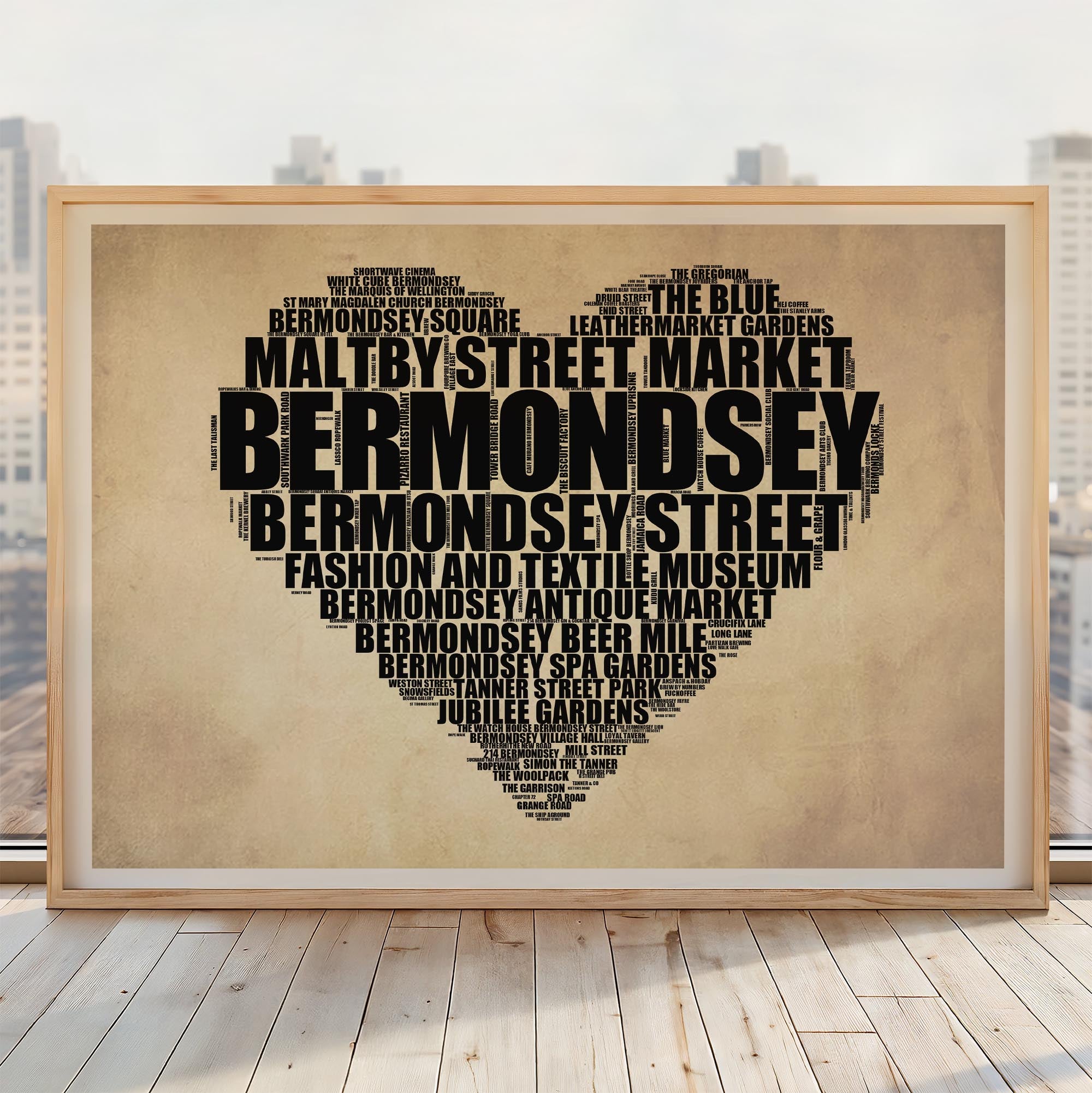 Bermondsey - Premium Typographic Word Cloud Prints, Posters & Gifts