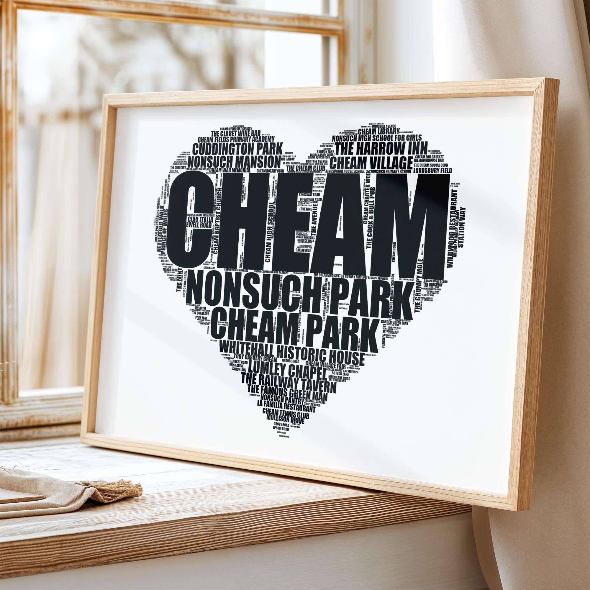 Cheam - Premium Typographic Word Cloud Prints, Posters & Gifts