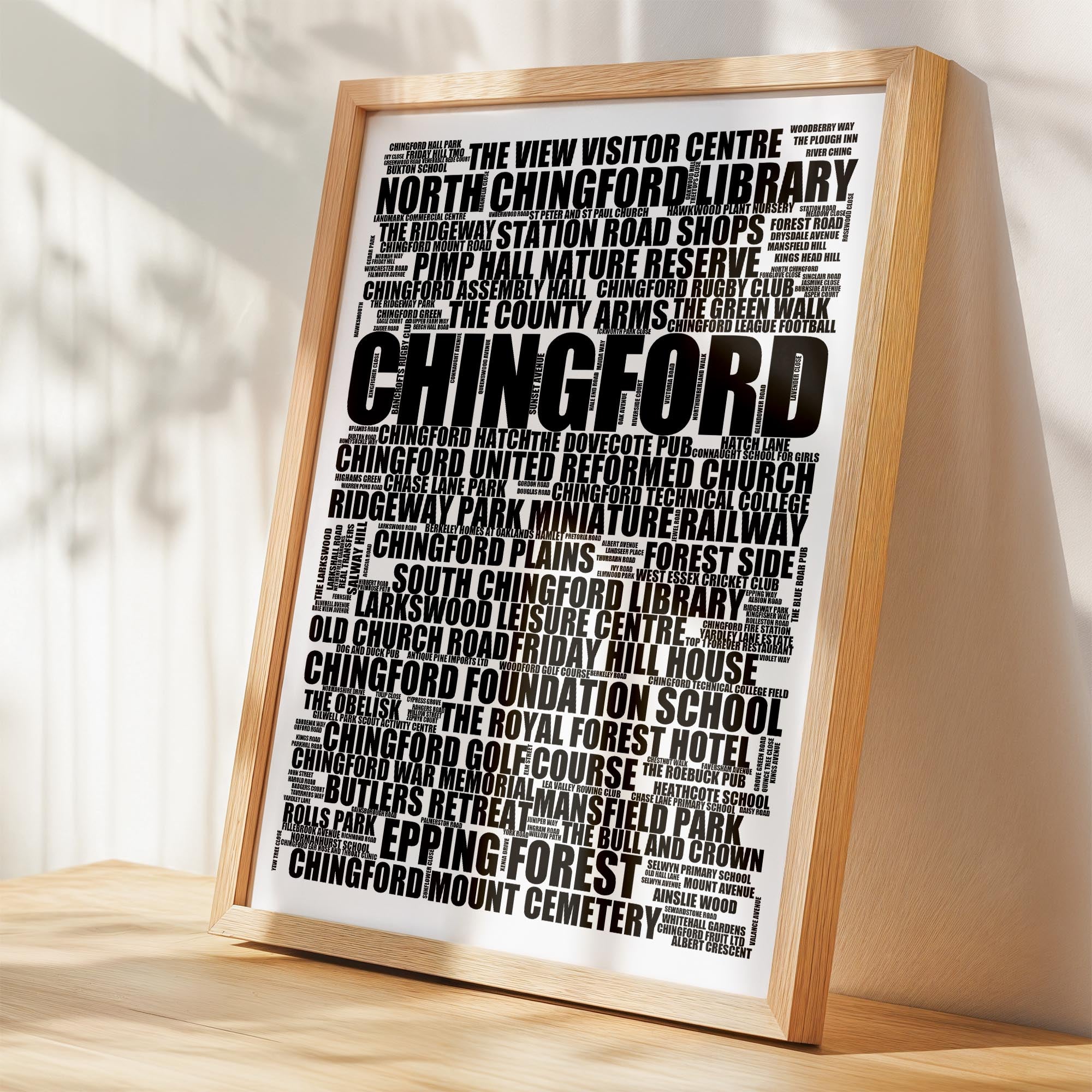 Chingford - Premium Typographic Word Cloud Prints, Posters & Gifts