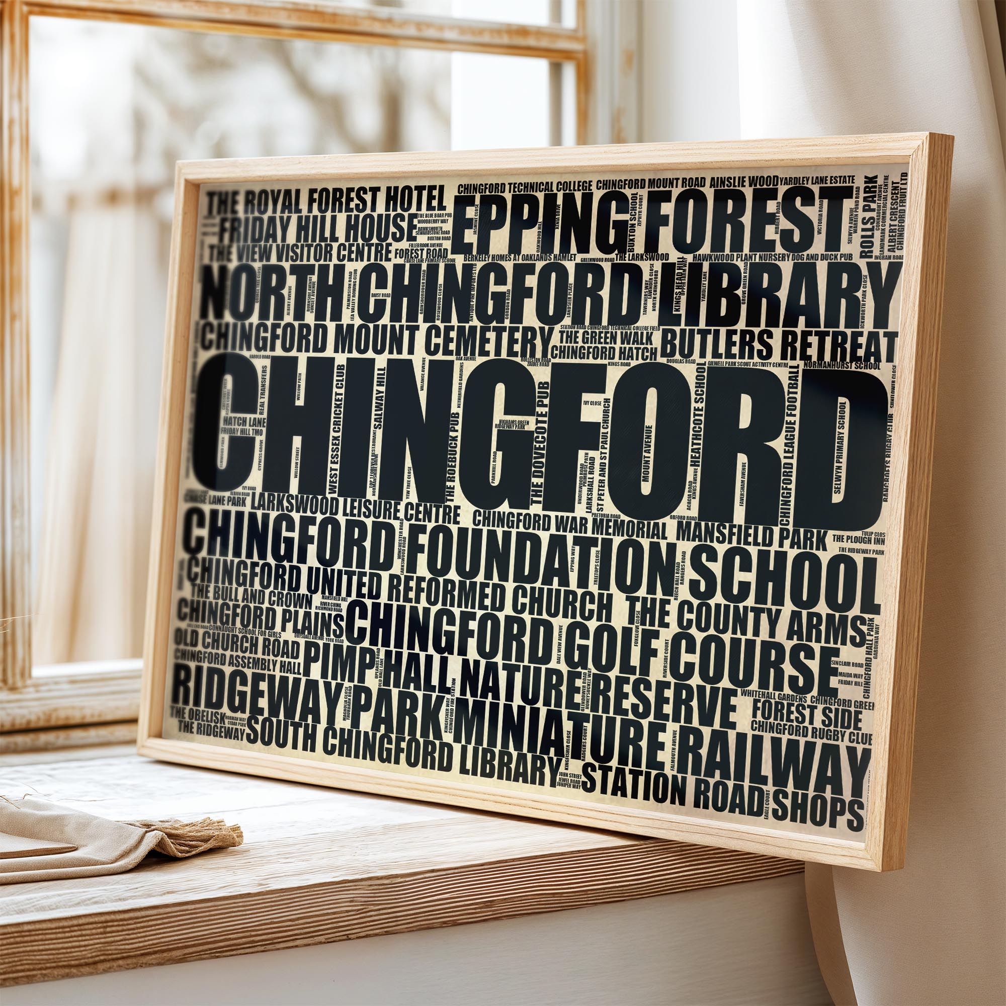 Chingford - Premium Typographic Word Cloud Prints, Posters & Gifts