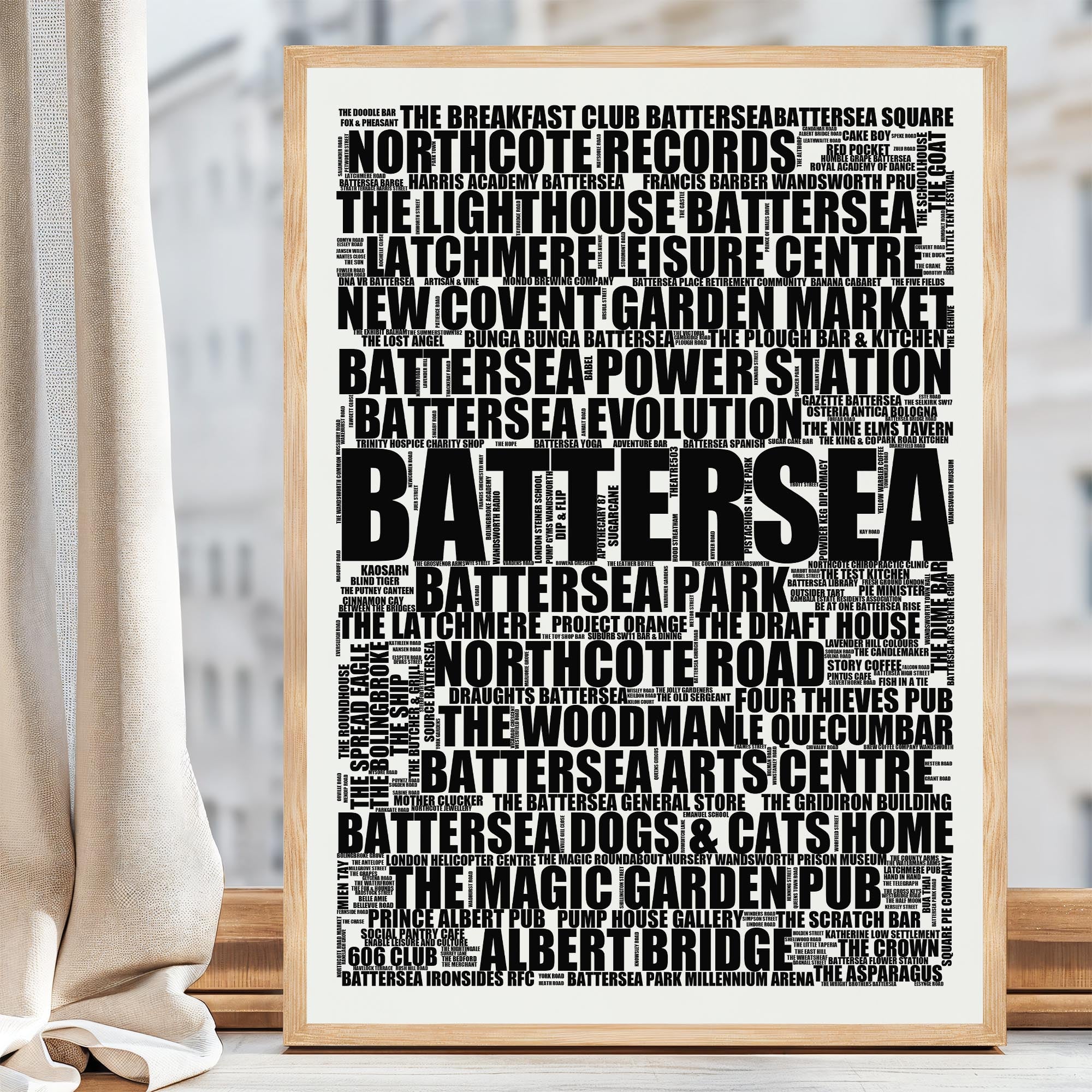 Battersea - Premium Typographic Word Cloud Prints, Posters & Gifts