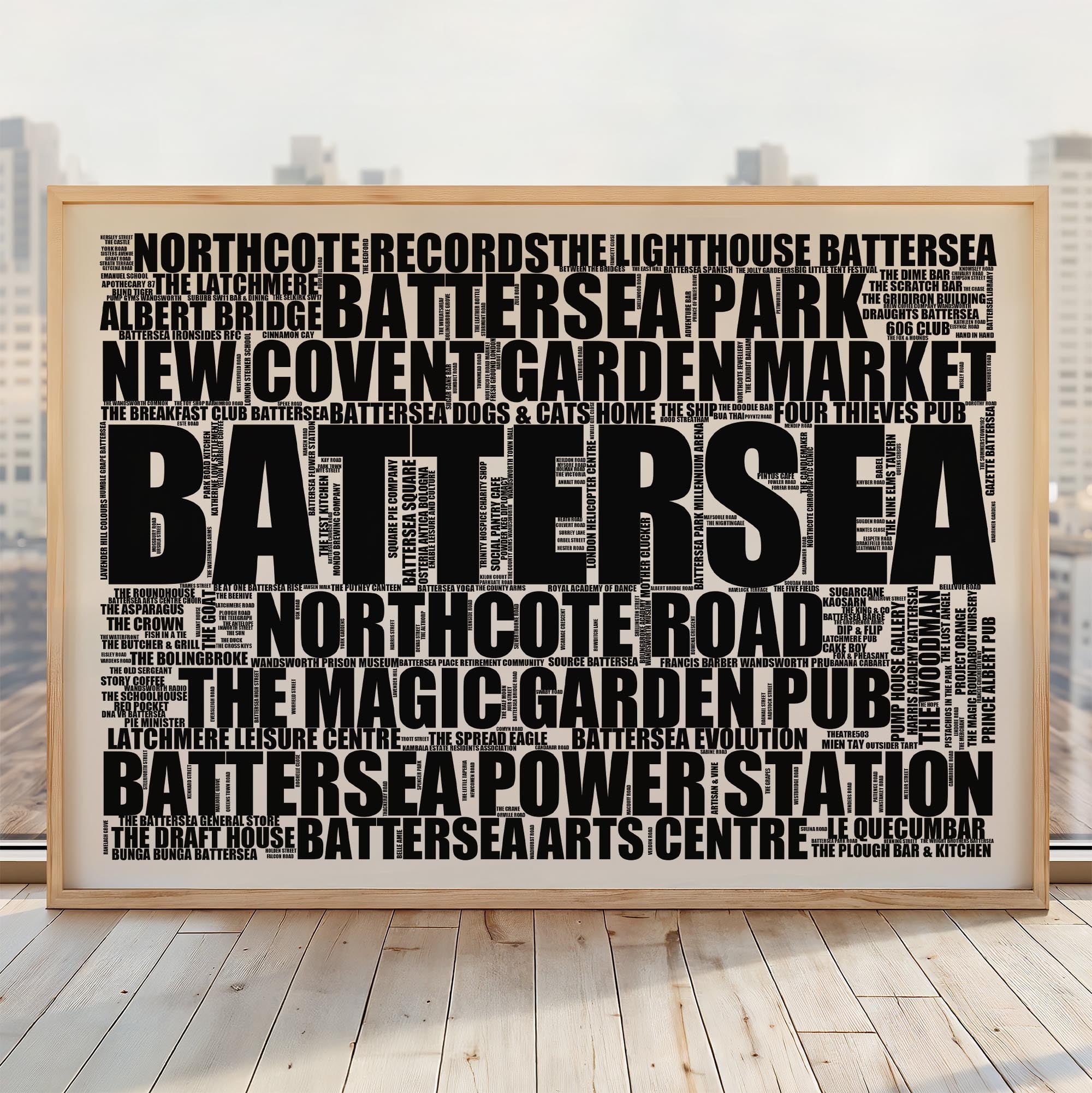 Battersea - Premium Typographic Word Cloud Prints, Posters & Gifts