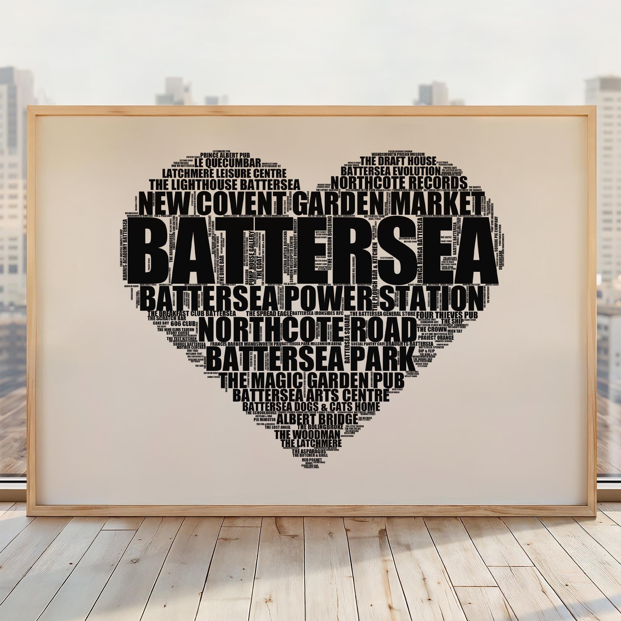 Battersea - Premium Typographic Word Cloud Prints, Posters & Gifts