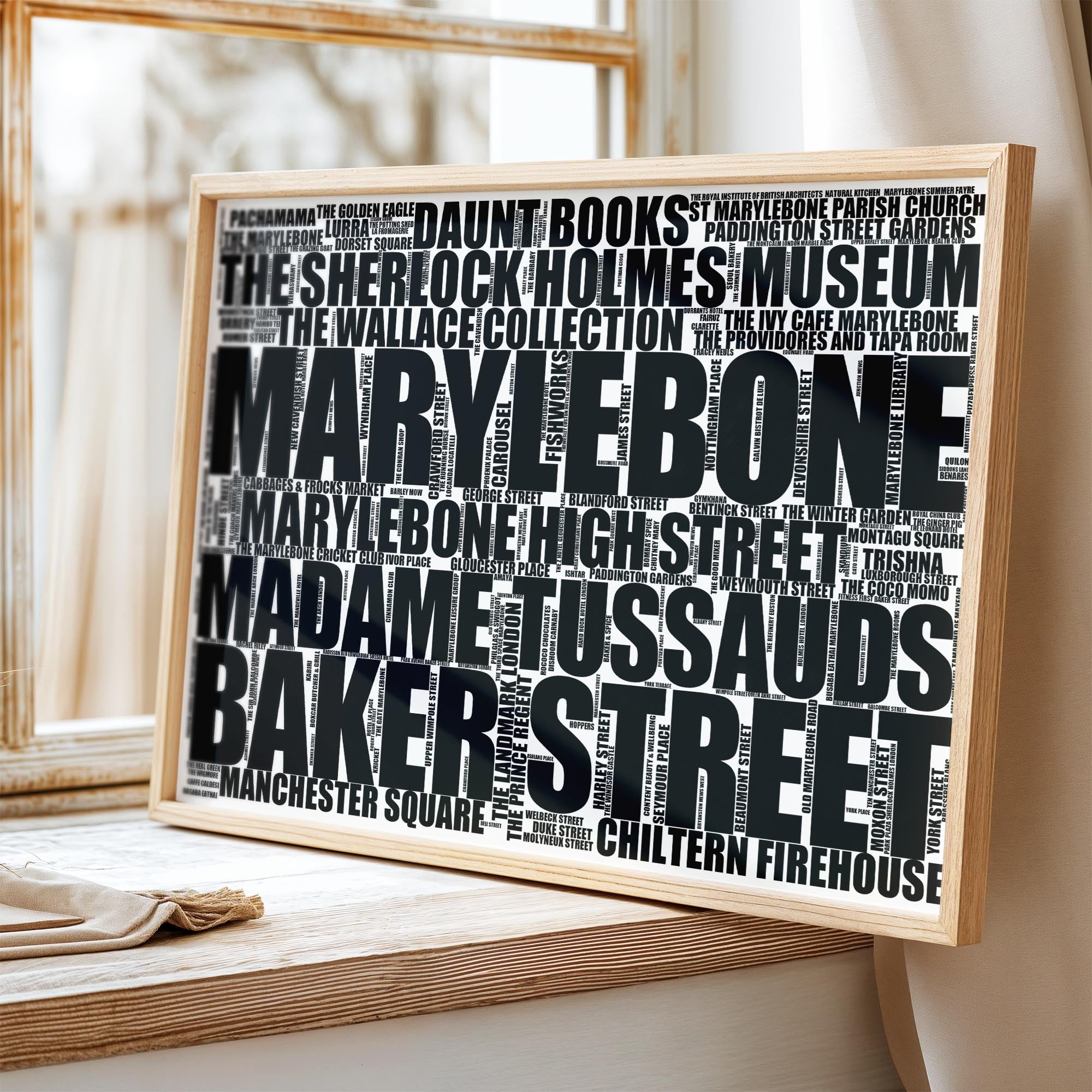 Marylebone - Premium Typographic Word Cloud Prints, Posters & Gifts