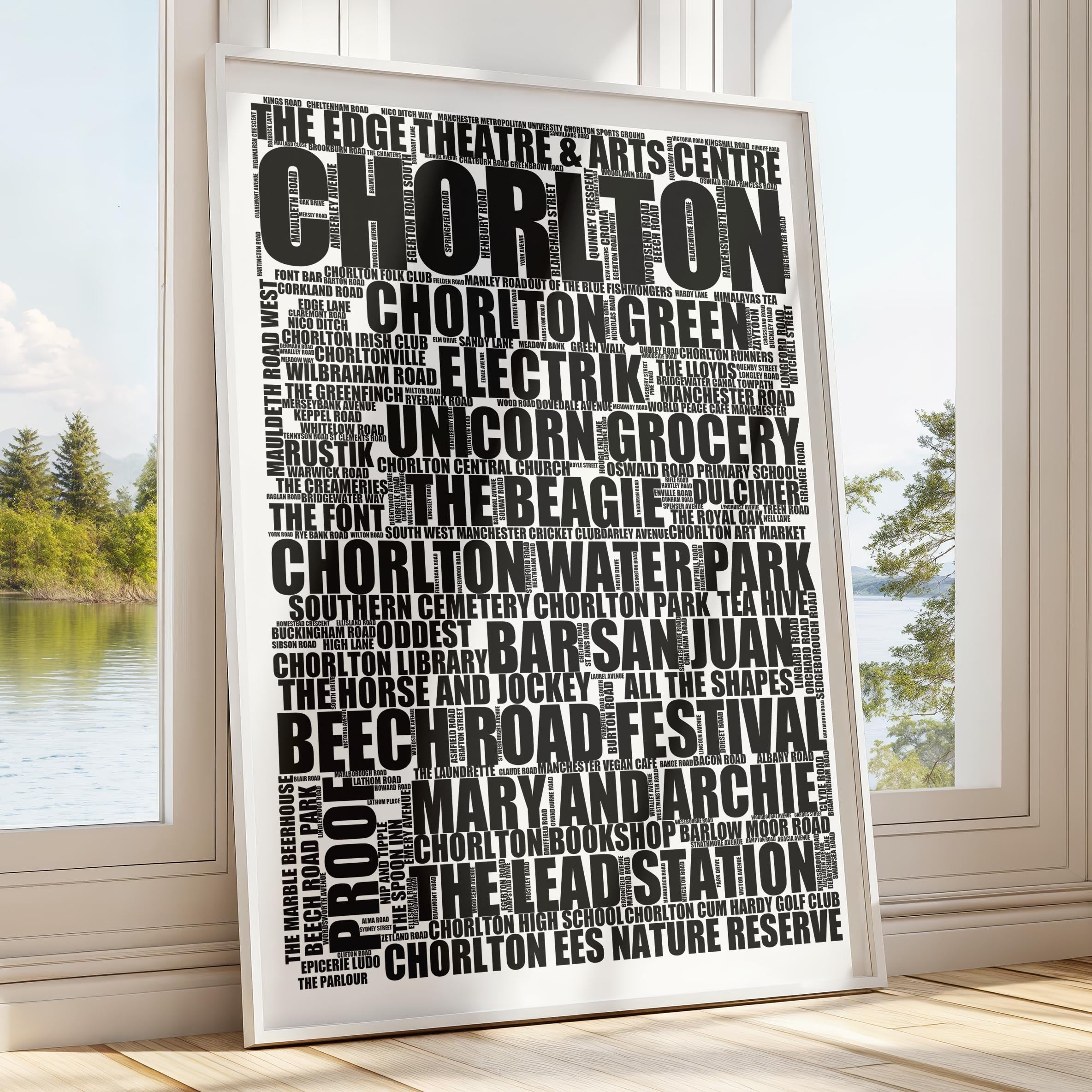 Chorlton - Premium Typographic Word Cloud Prints, Posters & Gifts