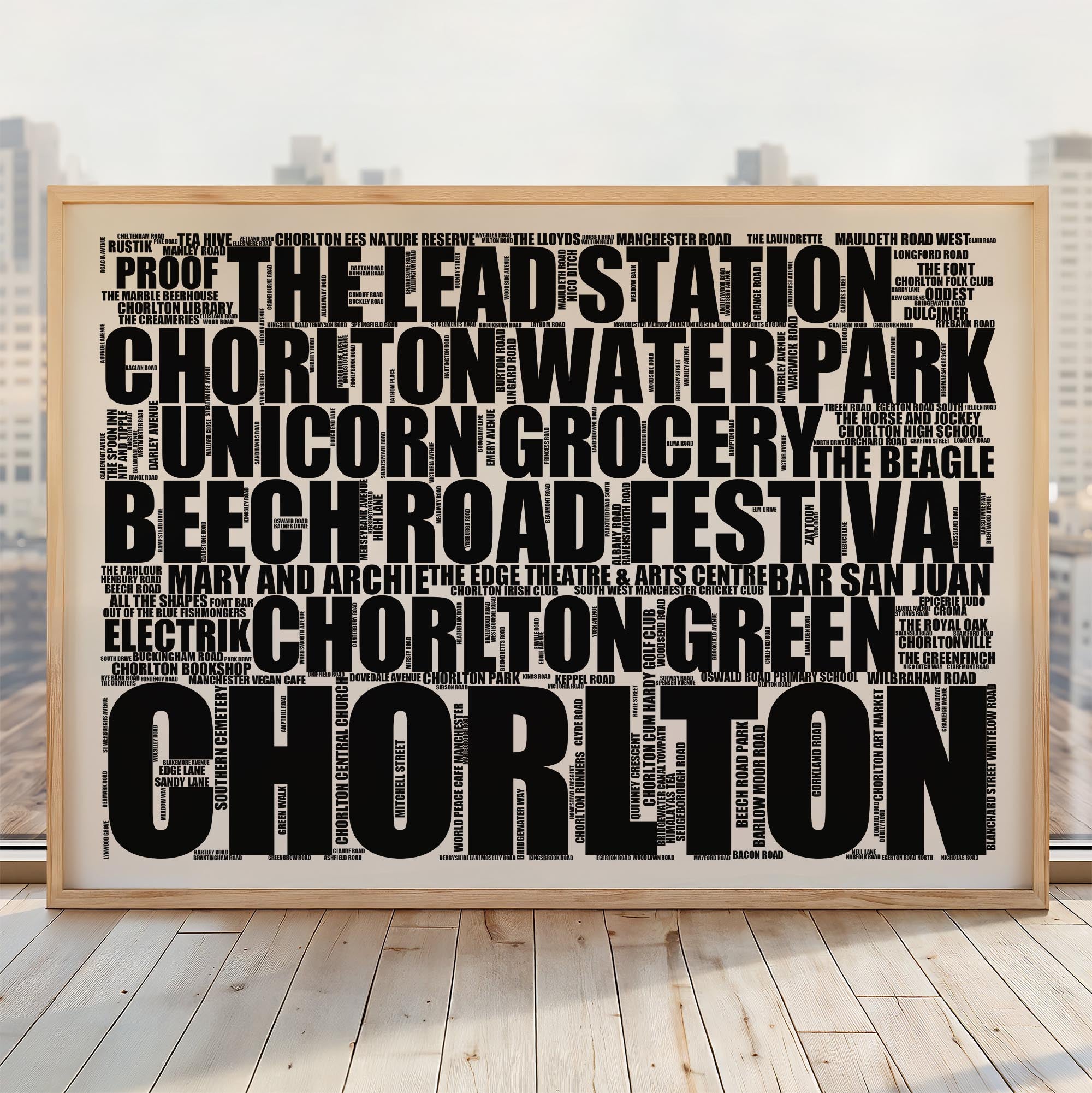 Chorlton - Premium Typographic Word Cloud Prints, Posters & Gifts