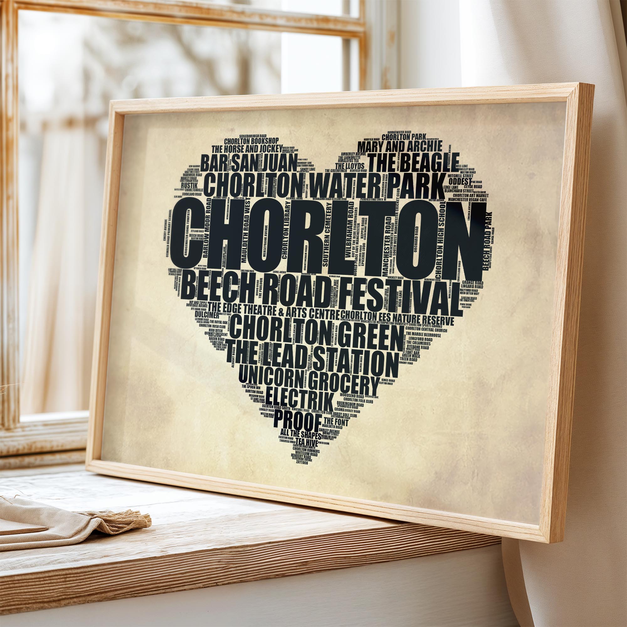 Chorlton - Premium Typographic Word Cloud Prints, Posters & Gifts