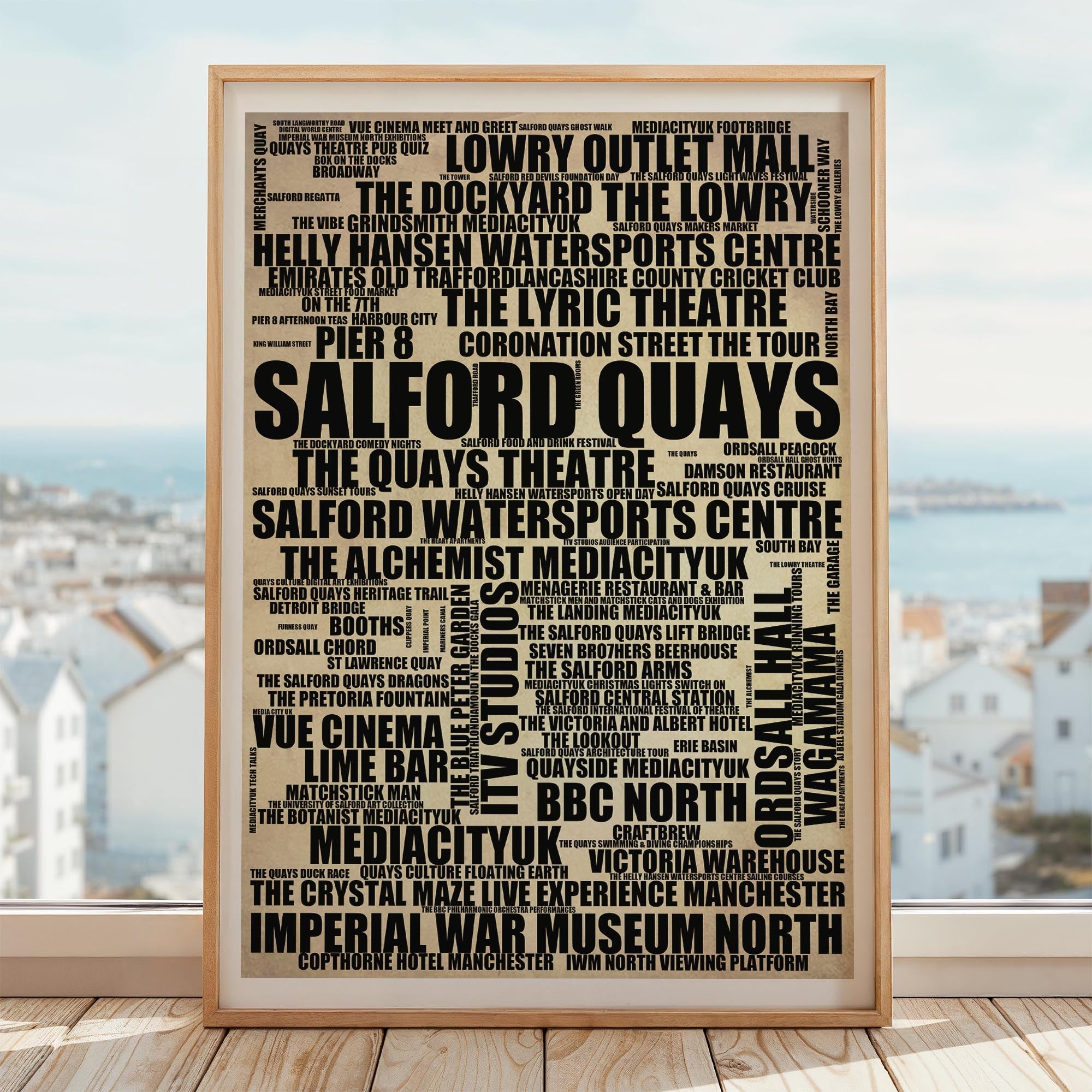 Salford Quays - Premium Typographic Word Cloud Prints, Posters & Gifts