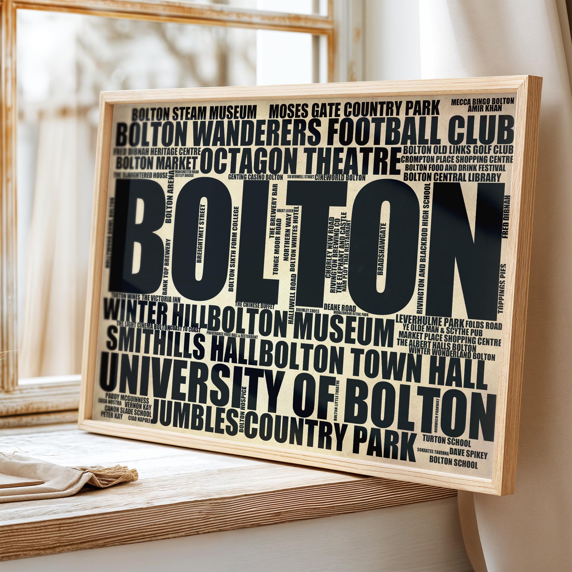 Bolton - Premium Typographic Word Cloud Prints, Posters & Gifts