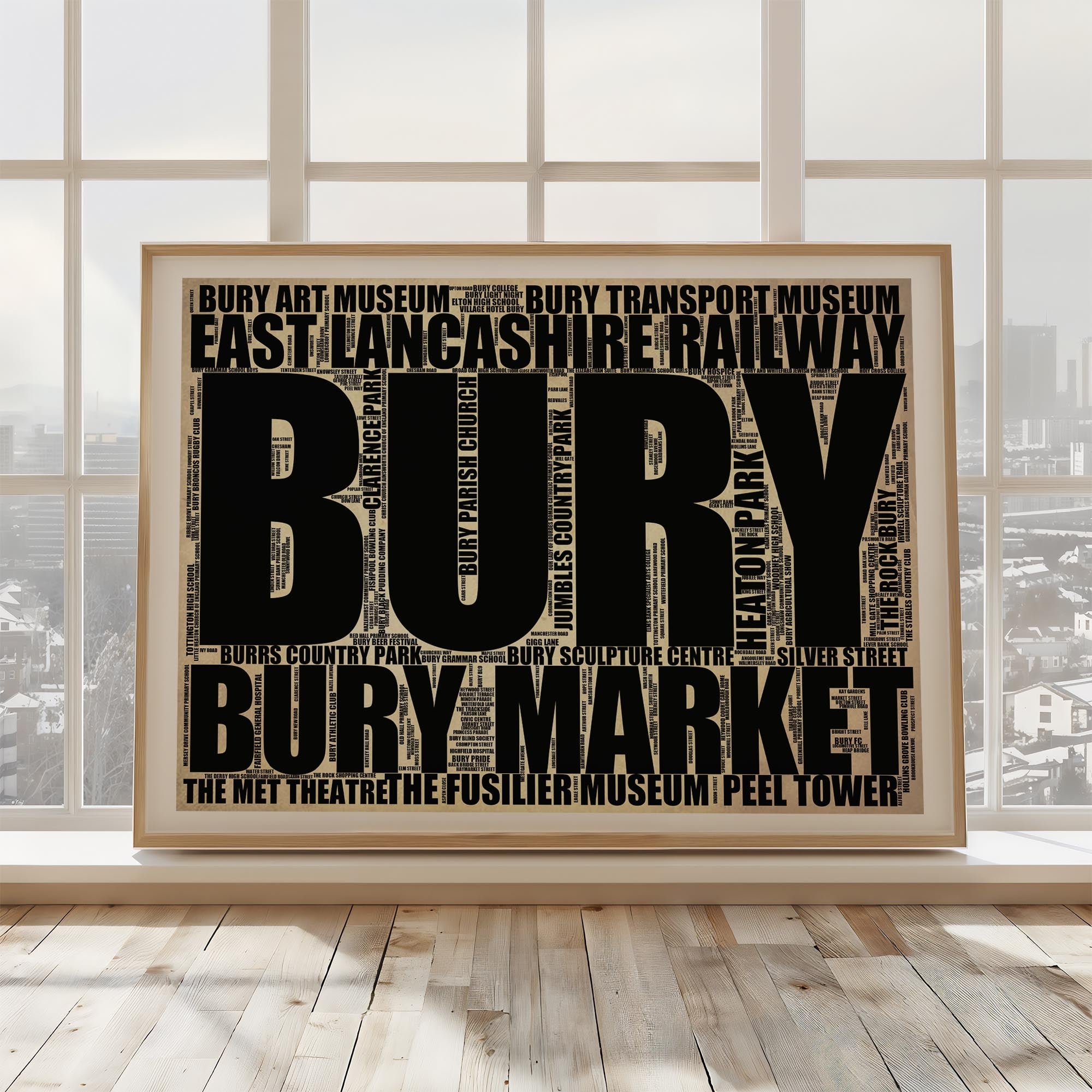 Bury - Premium Typographic Word Cloud Prints, Posters & Gifts