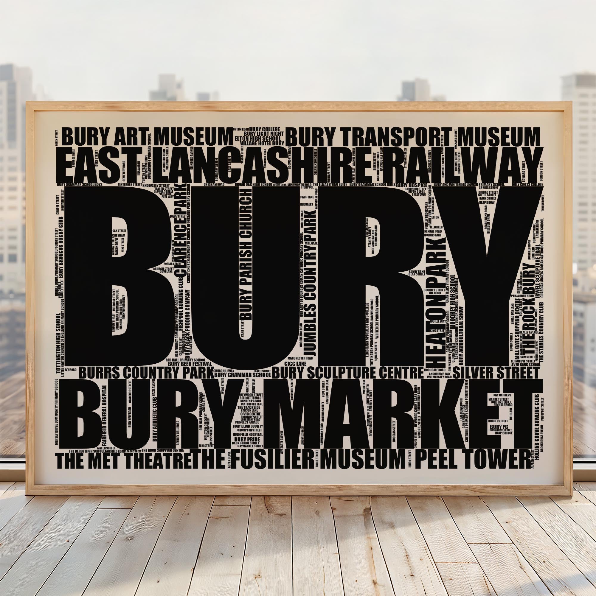 Bury - Premium Typographic Word Cloud Prints, Posters & Gifts