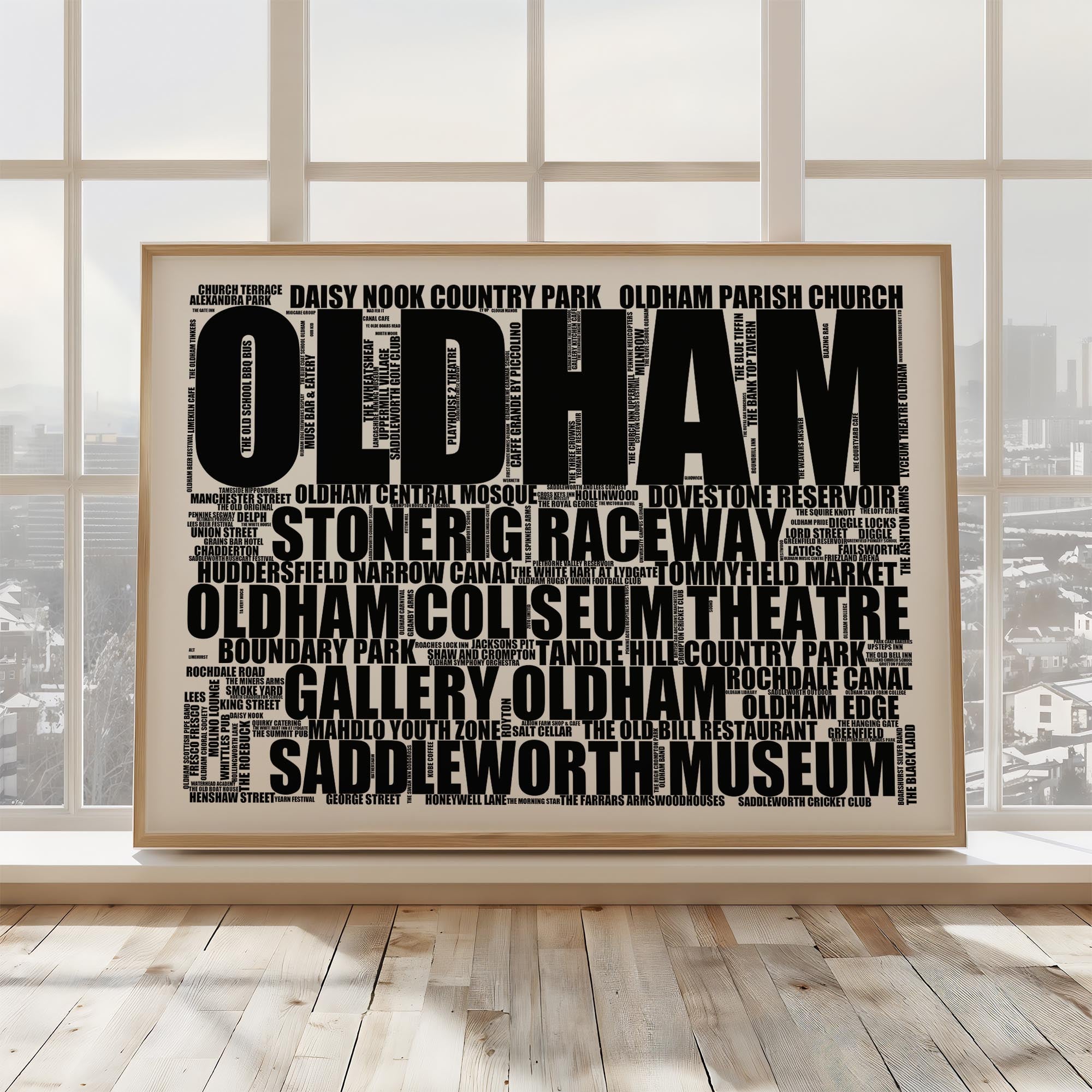 Oldham - Premium Typographic Word Cloud Prints, Posters & Gifts
