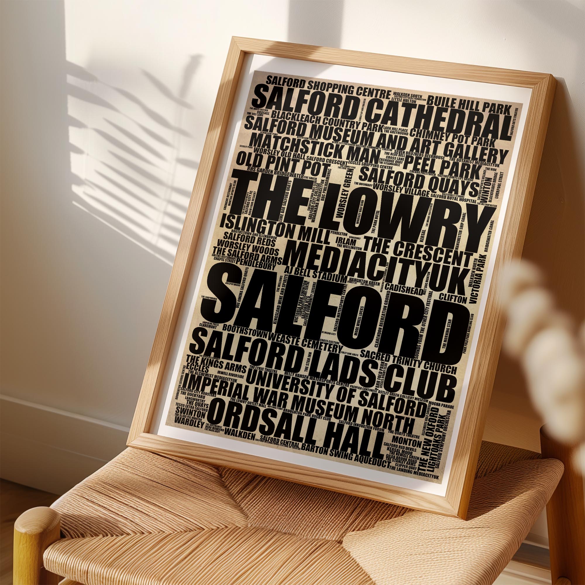 Salford - Premium Typographic Word Cloud Prints, Posters & Gifts